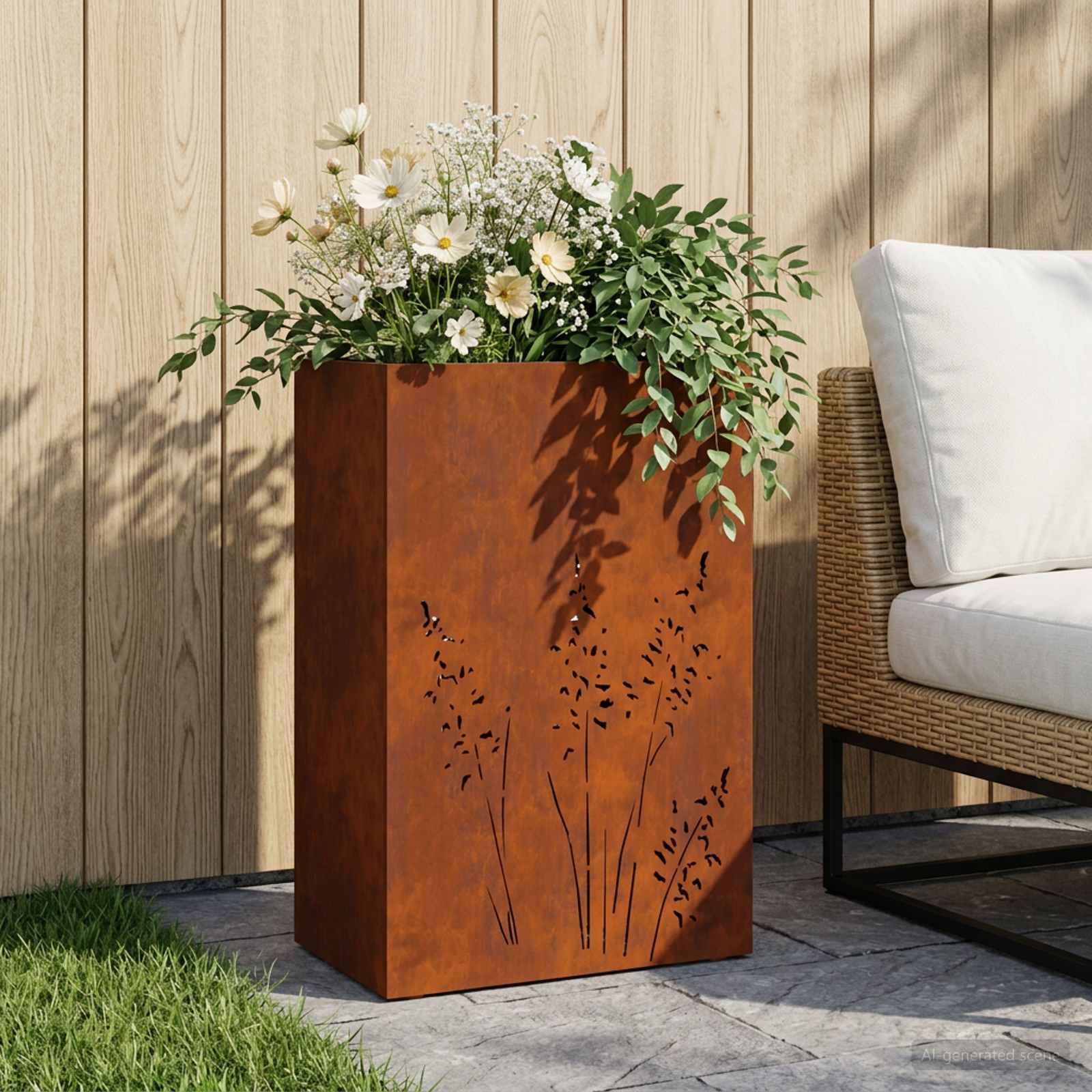 Plantenbak Roestkleurig 50 x 30 x 75 cm weervast staal image 1
