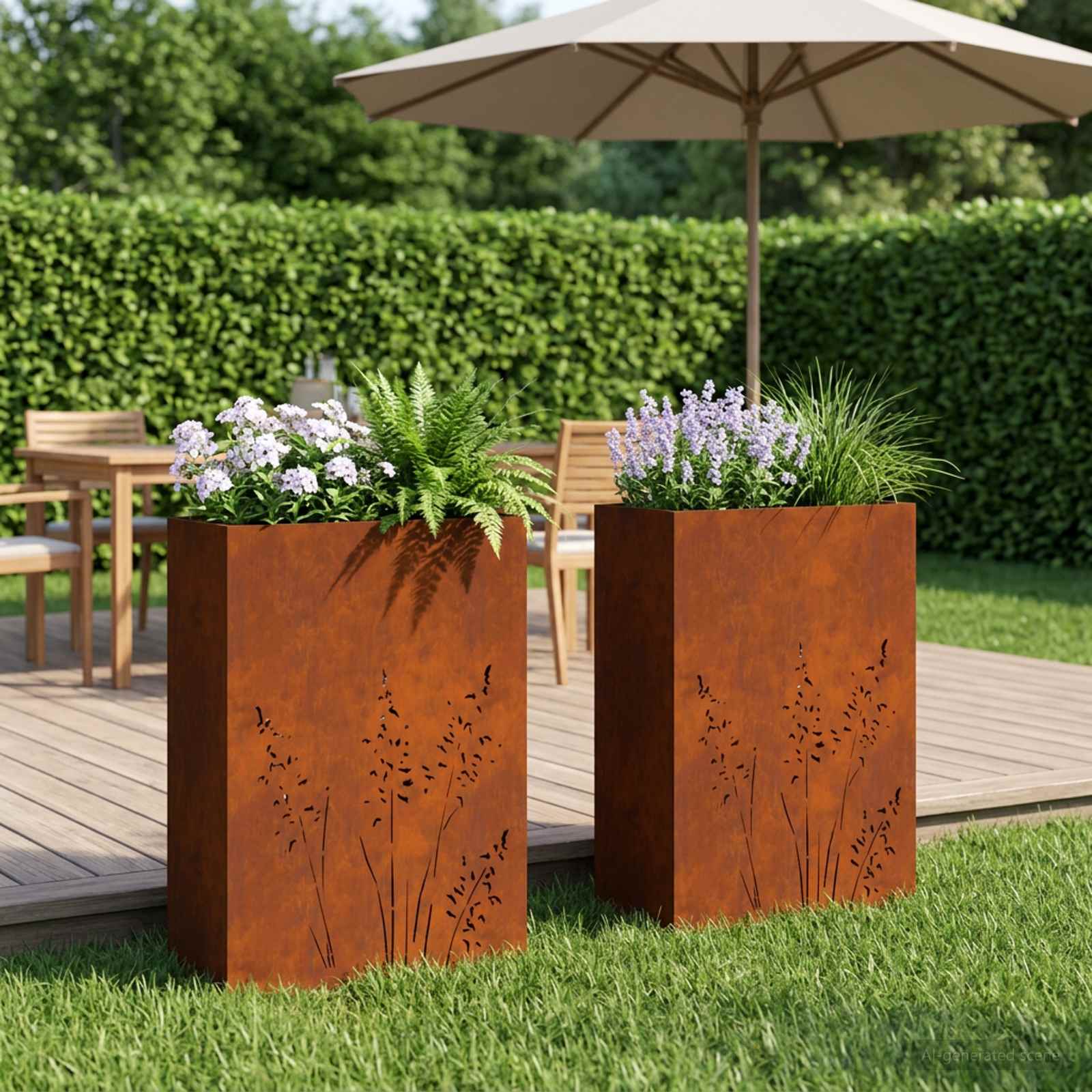 Plantenbak 2 st Roestkleurig 50 x 30 x 75 cm weervast staal image 1