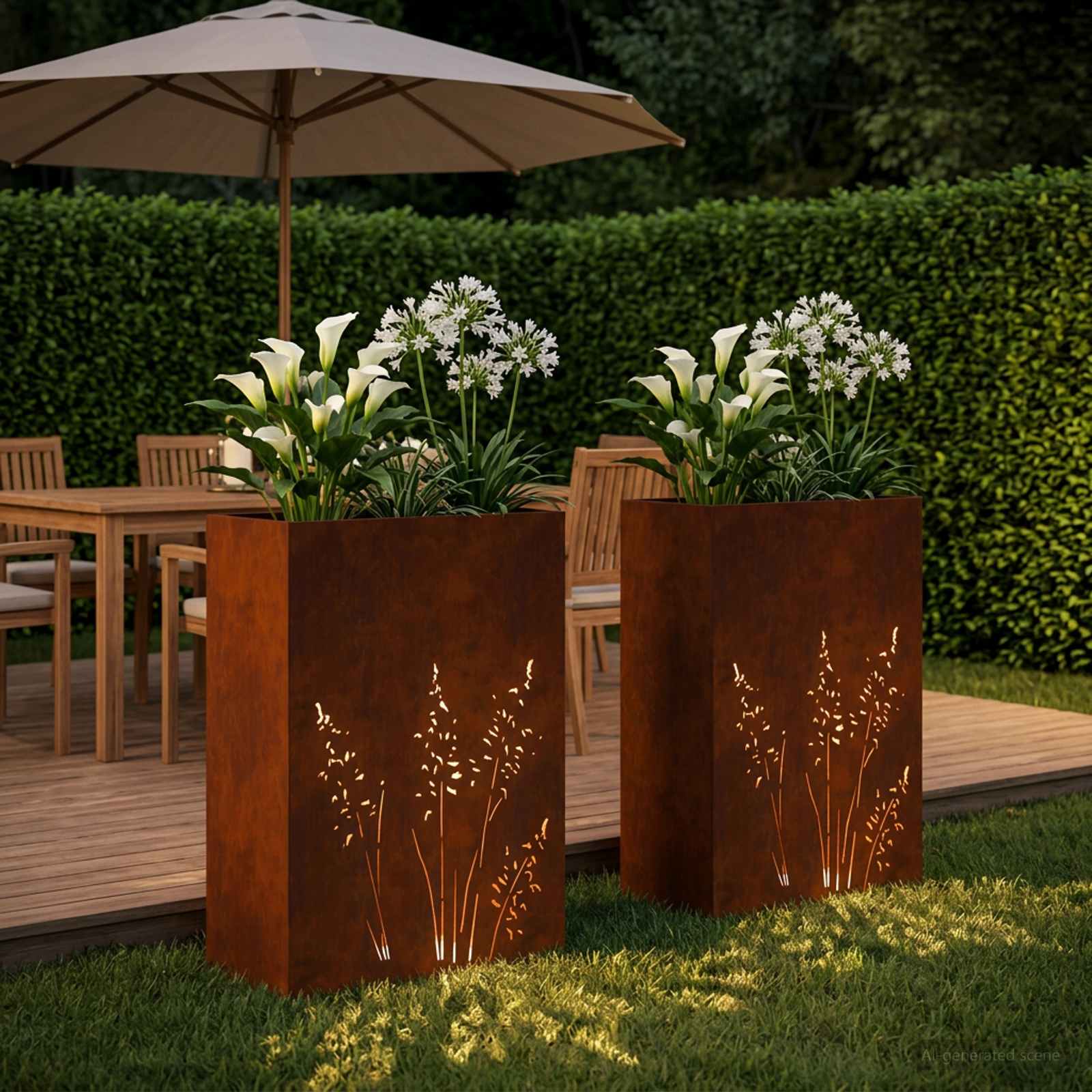 Plantenbak 2 st Roestkleurig 50 x 30 x 75 cm weervast staal image 3