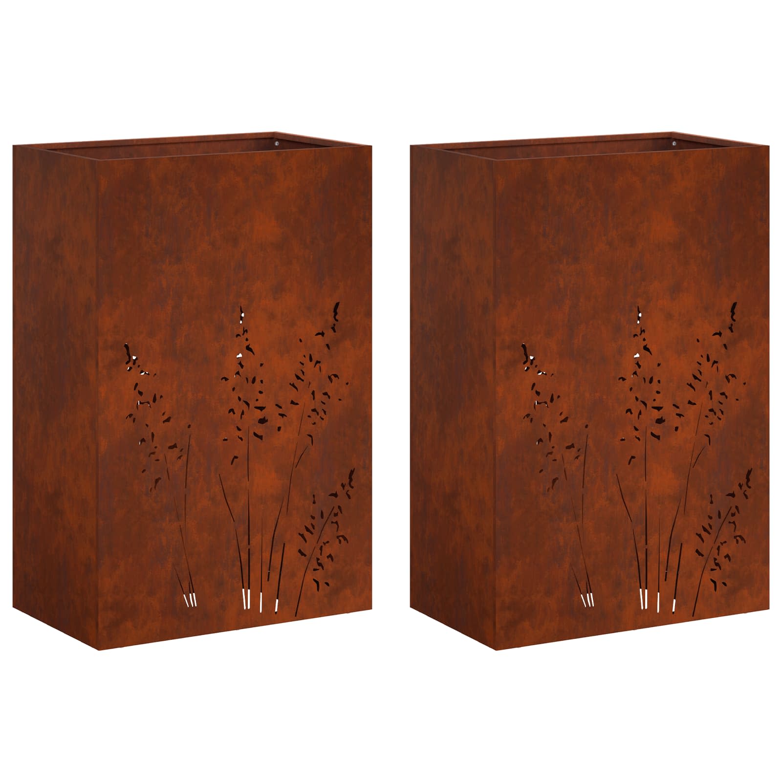 Plantenbak 2 st Roestkleurig 50 x 30 x 75 cm weervast staal image 2