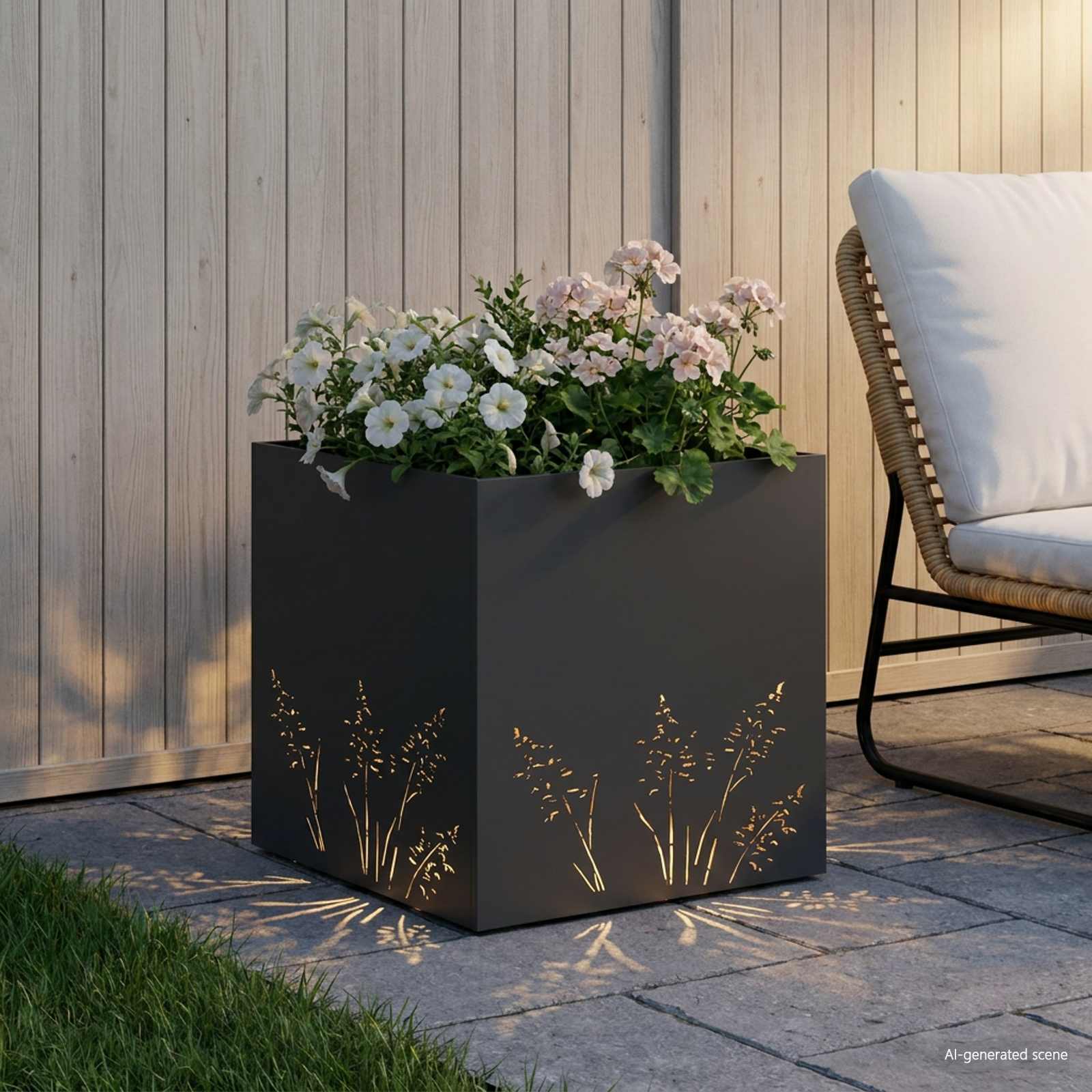 Plantenbak Zwart 50 x 50 x 49 cm Koudgewalst staal image 3