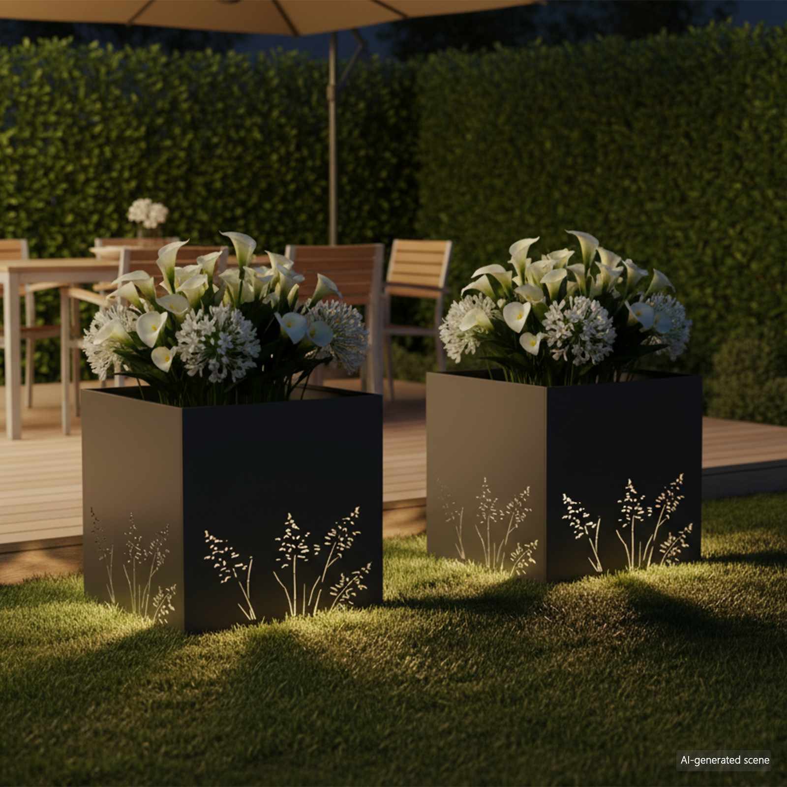 Plantenbak 2 st Zwart 50 x 50 x 49 cm Koudgewalst staal image 3