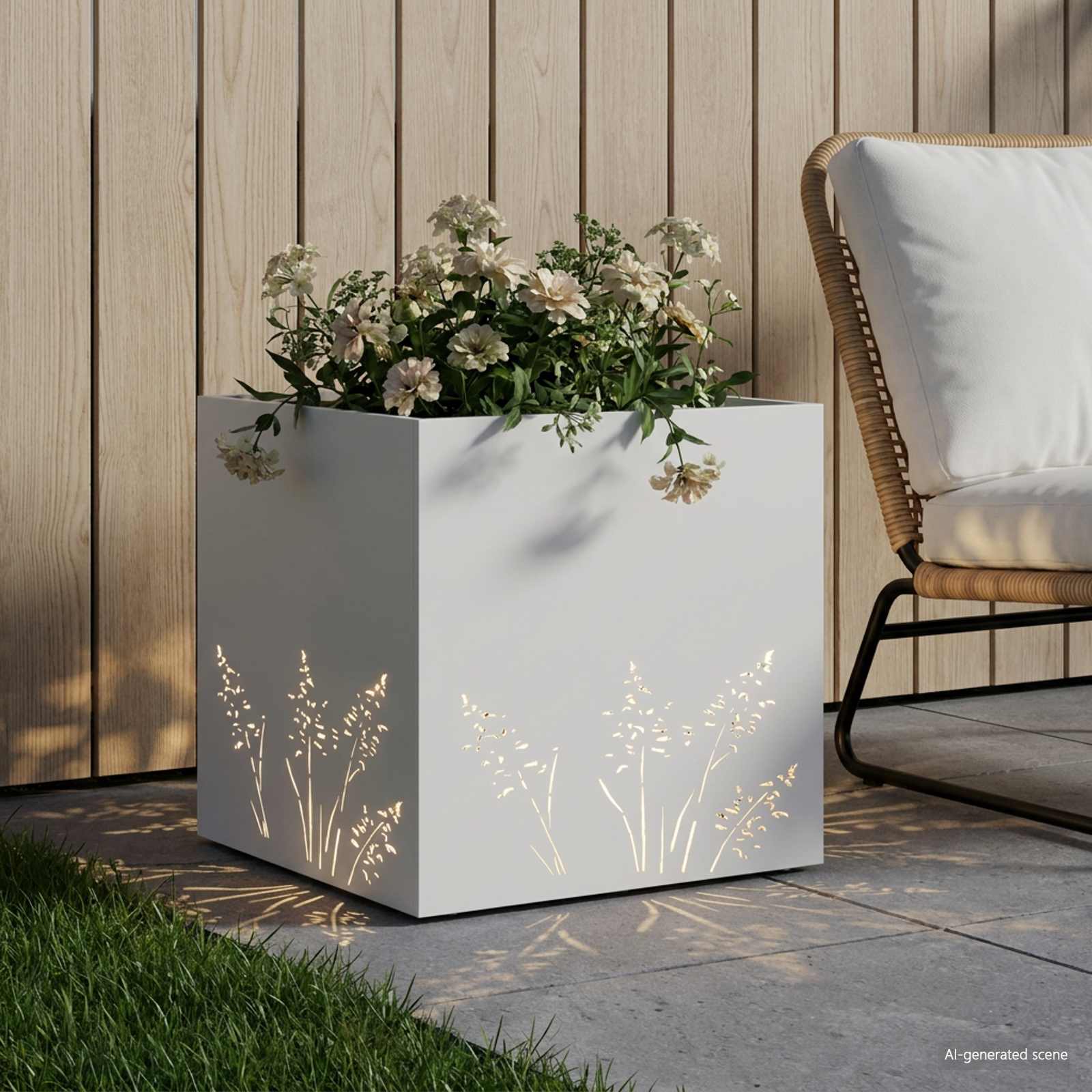Plantenbak Wit 50 x 50 x 49 cm Koudgewalst staal image 3