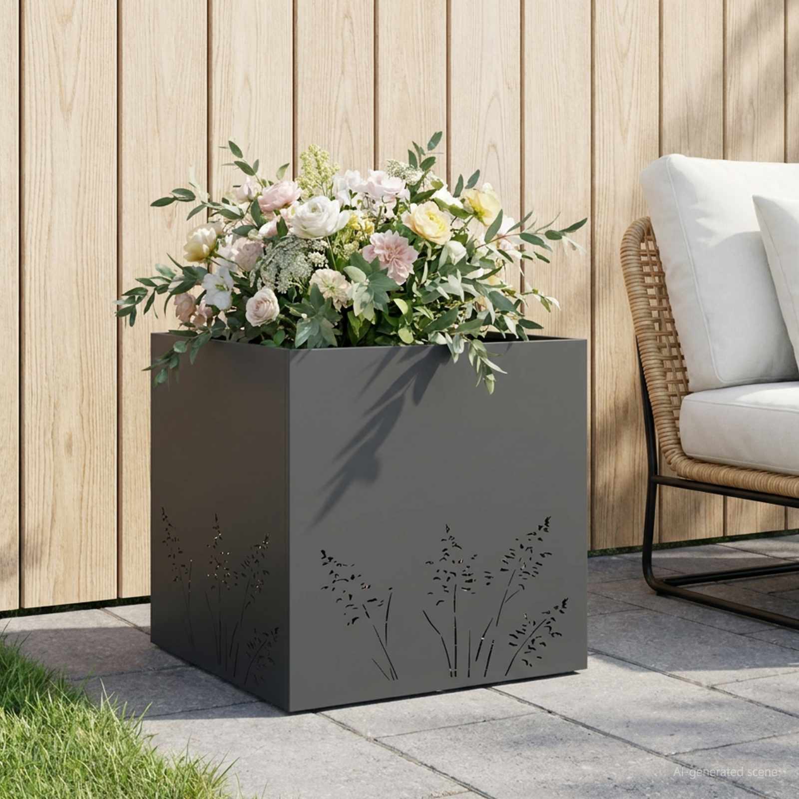 Plantenbak Antraciet 50 x 50 x 49 cm Koudgewalst staal image 1