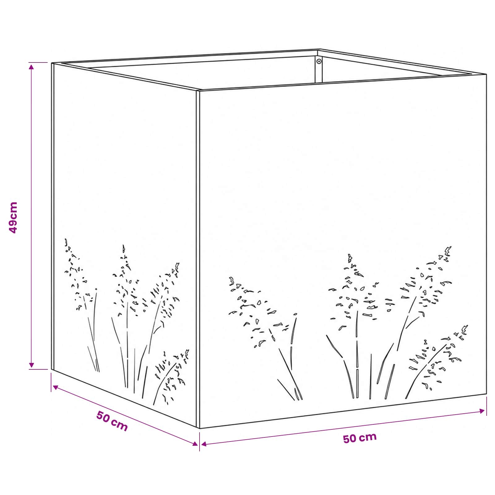 Plantenbak Antraciet 50 x 50 x 49 cm Koudgewalst staal image 10