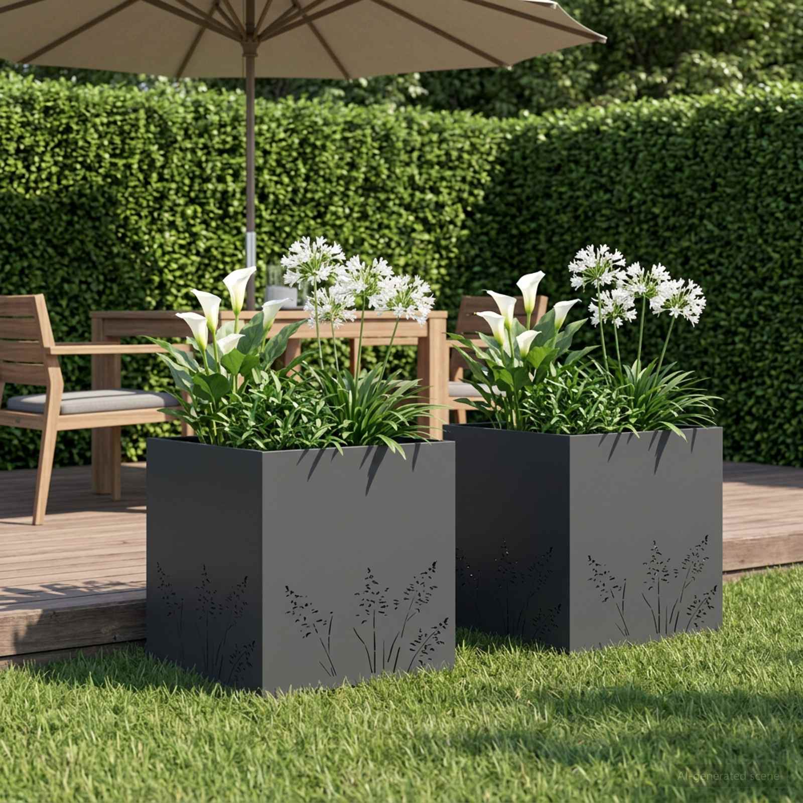 Plantenbak 2 st Antraciet 50 x 50 x 49 cm Koudgewalst staal image 1