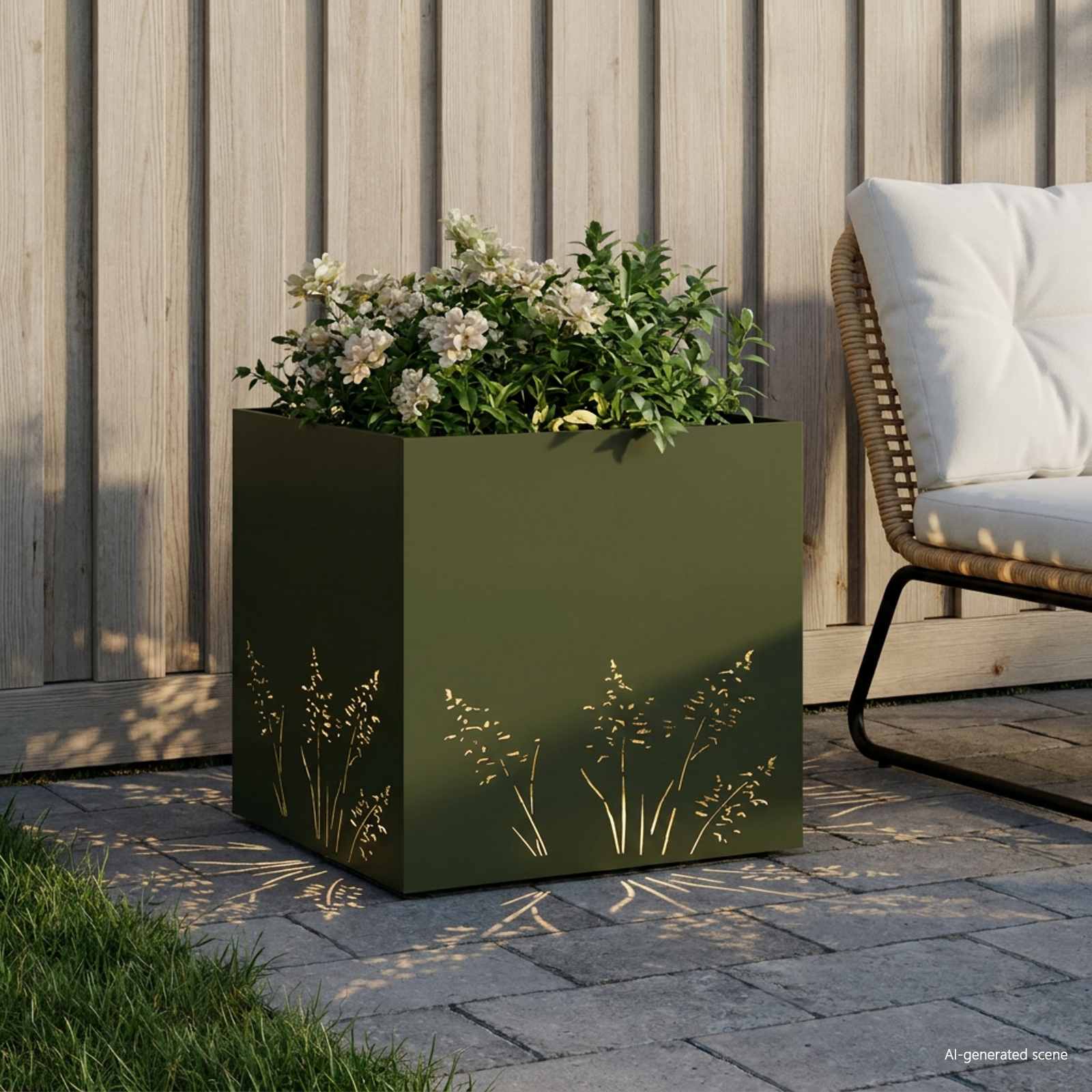 Plantenbak Olijfgroen 50 x 50 x 49 cm Koudgewalst staal image 3