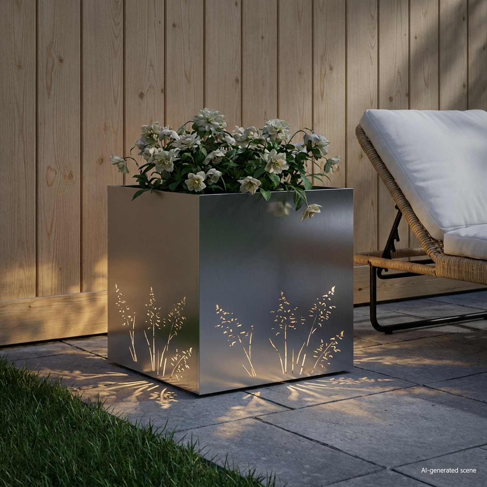 Plantenbak zilver 50 x 50 x 49 cm Roestvrij staal image 3