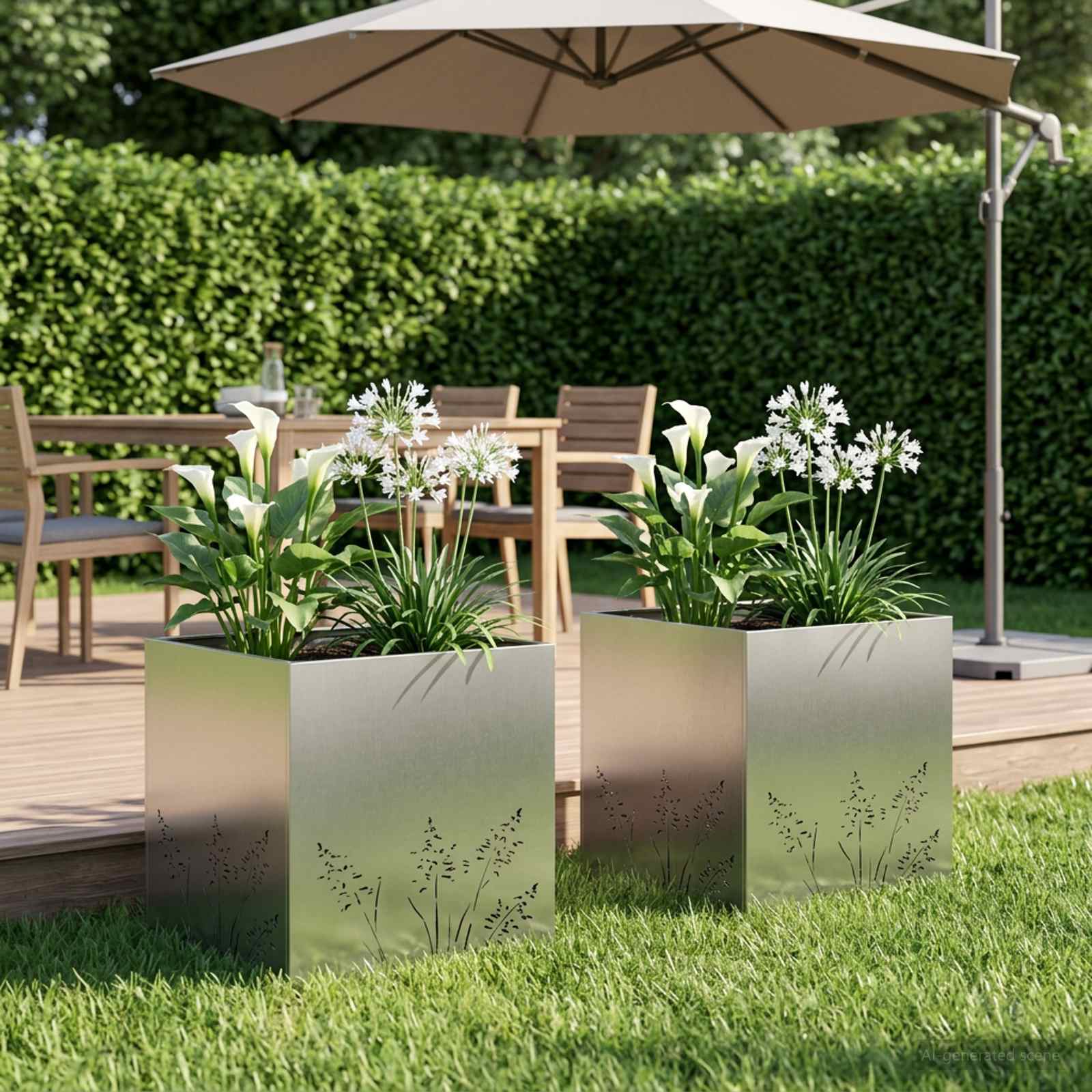 Plantenbak 2 st zilver 50 x 50 x 49 cm Roestvrij staal image 1