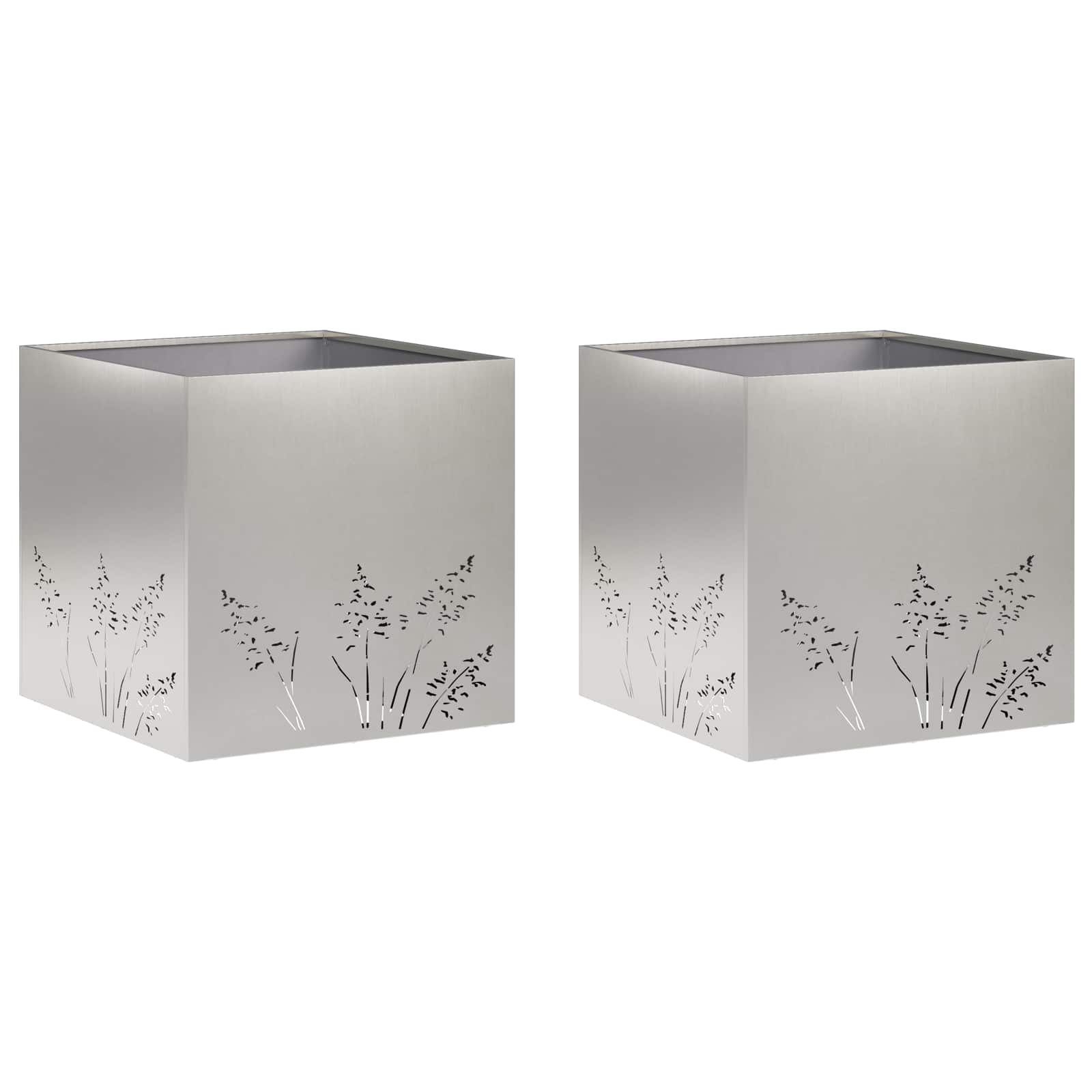 Plantenbak 2 st zilver 50 x 50 x 49 cm Roestvrij staal image 2