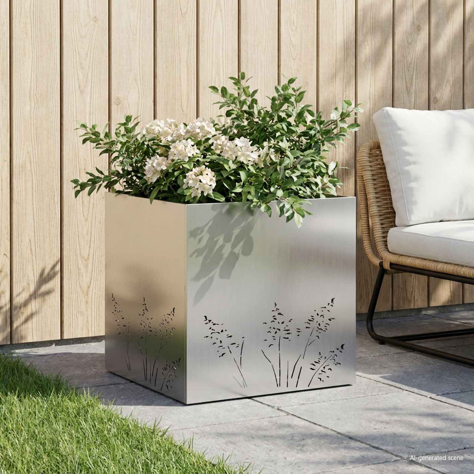 Plantenbak zilver 50 x 50 x 49 cm Gegalvaniseerd staal image 1