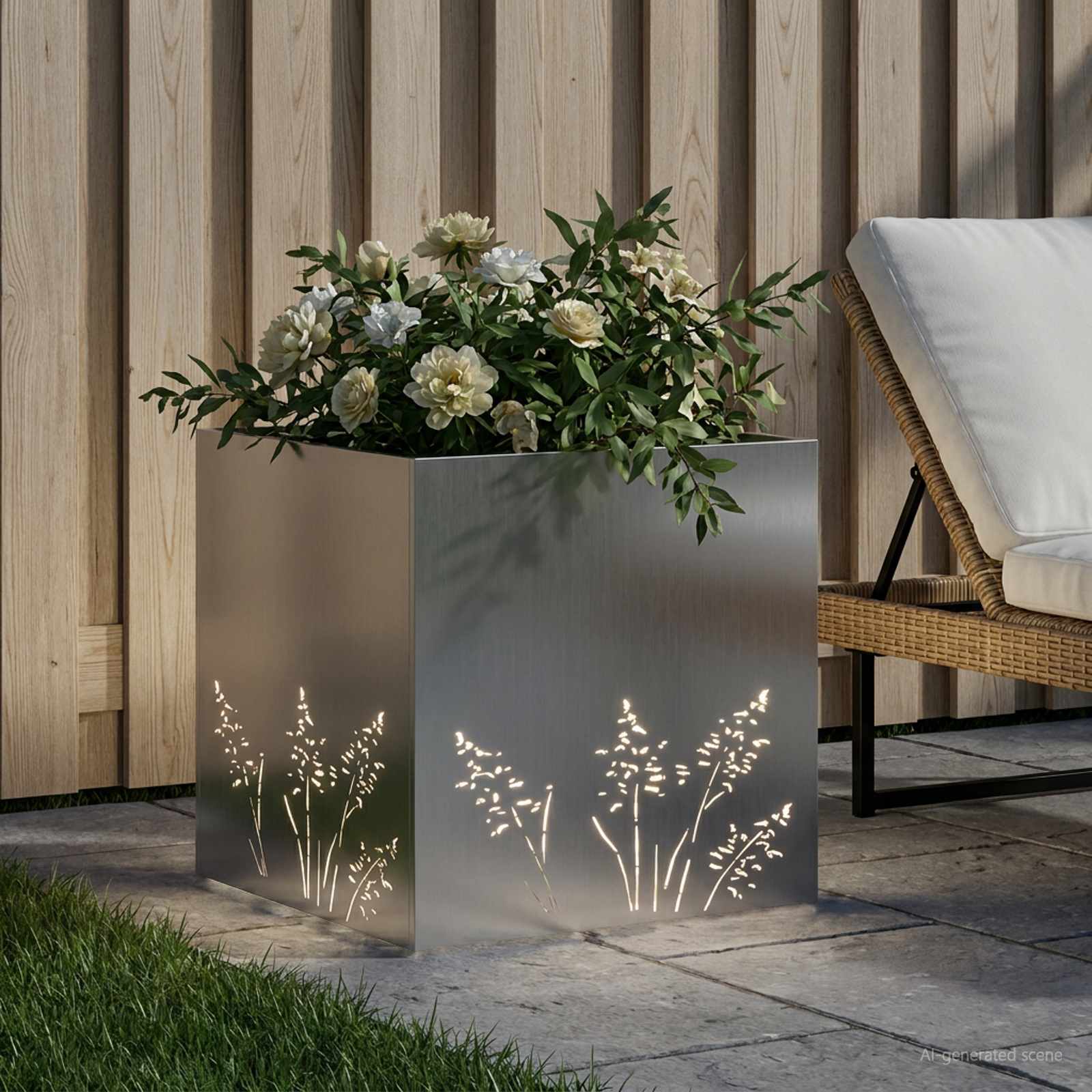 Plantenbak zilver 50 x 50 x 49 cm Gegalvaniseerd staal image 3