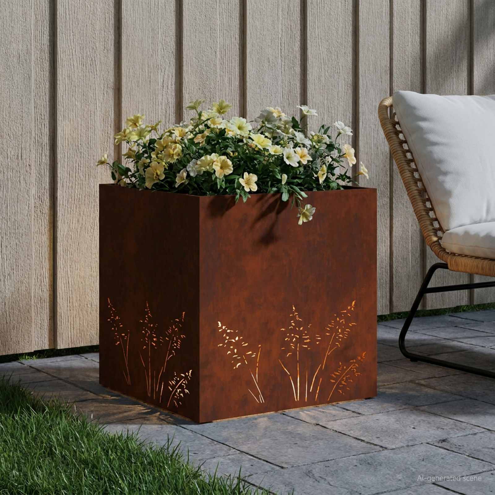Plantenbak Roestkleurig 50 x 50 x 49 cm weervast staal image 3