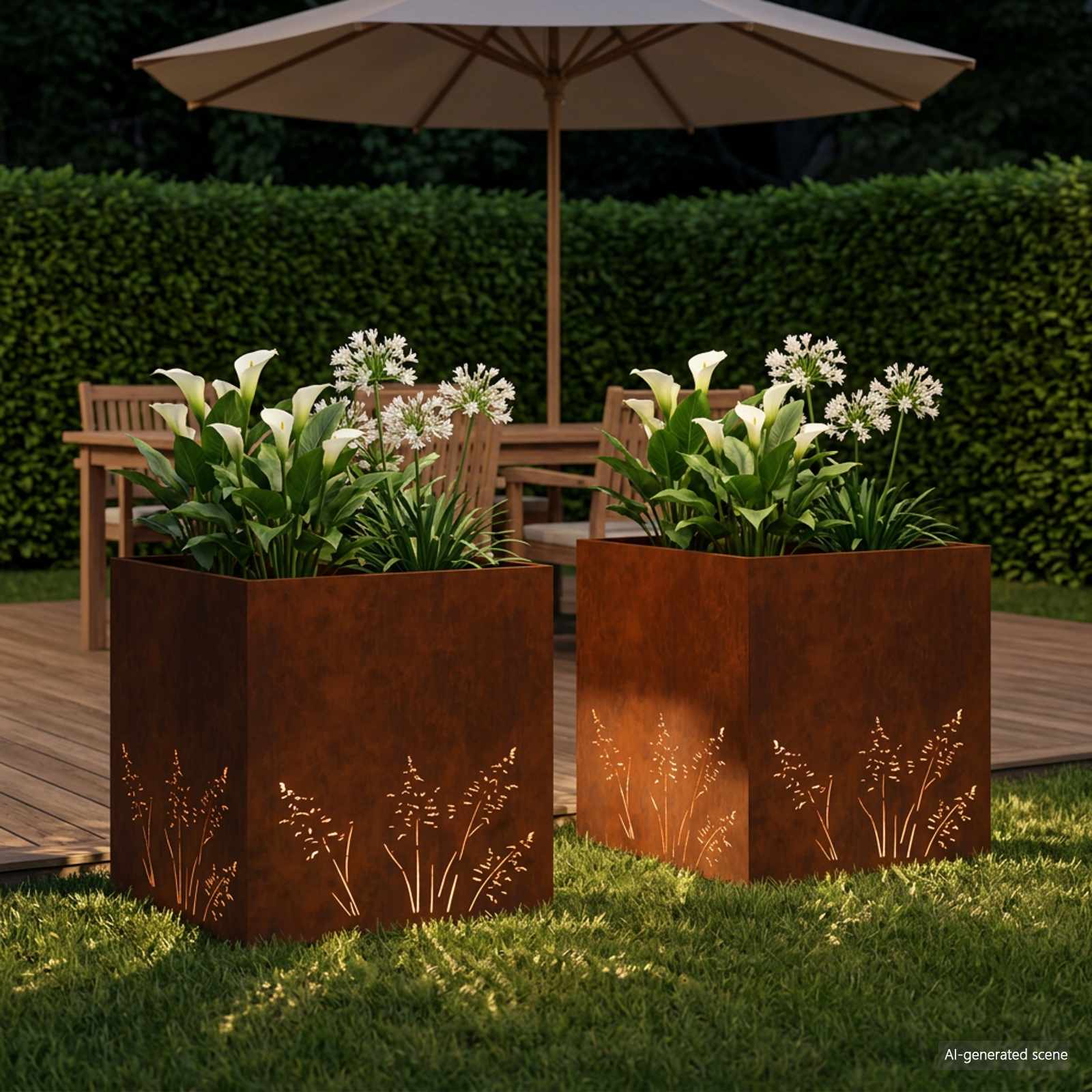 Plantenbak 2 st Roestkleurig 50 x 50 x 49 cm weervast staal image 3