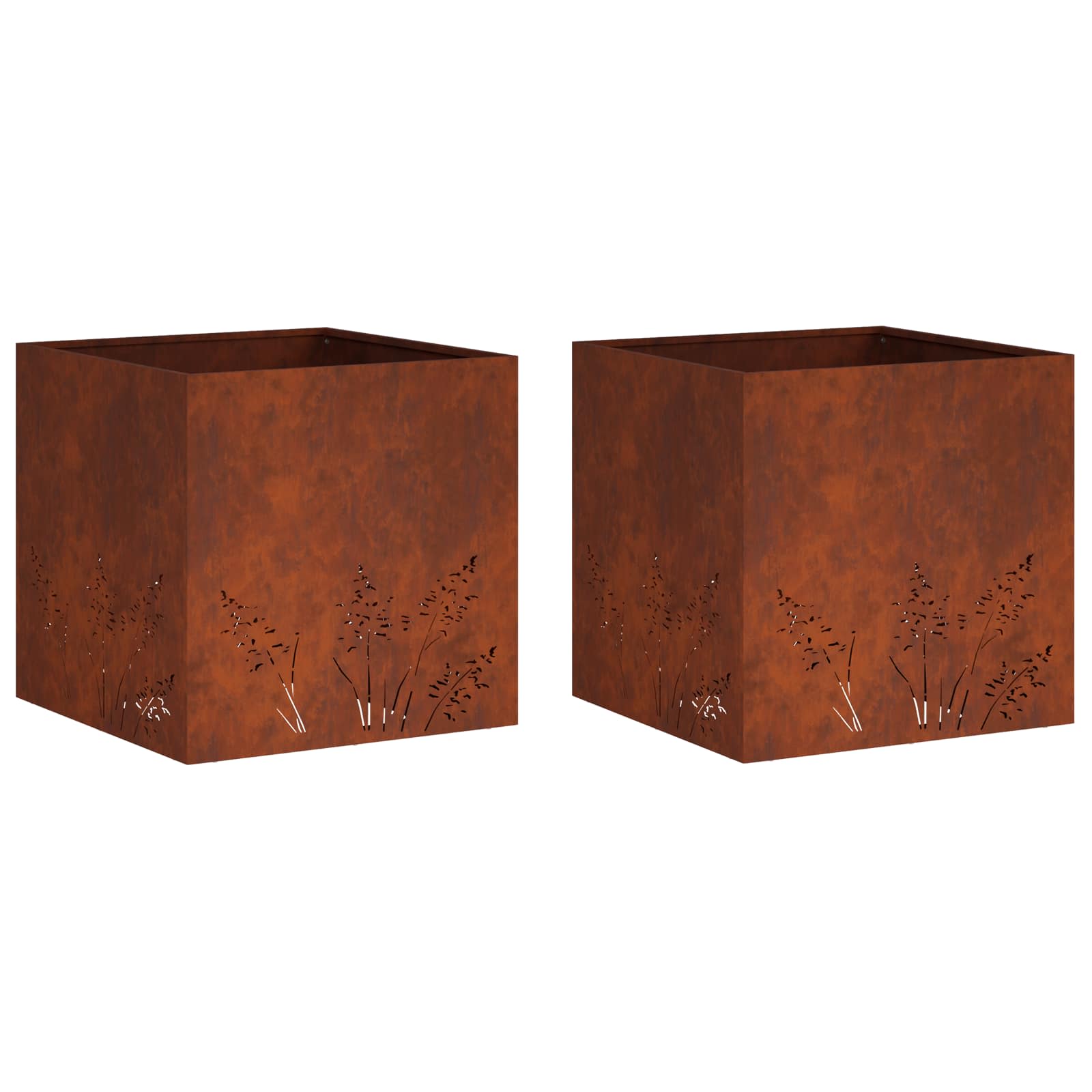 Plantenbak 2 st Roestkleurig 50 x 50 x 49 cm weervast staal image 2