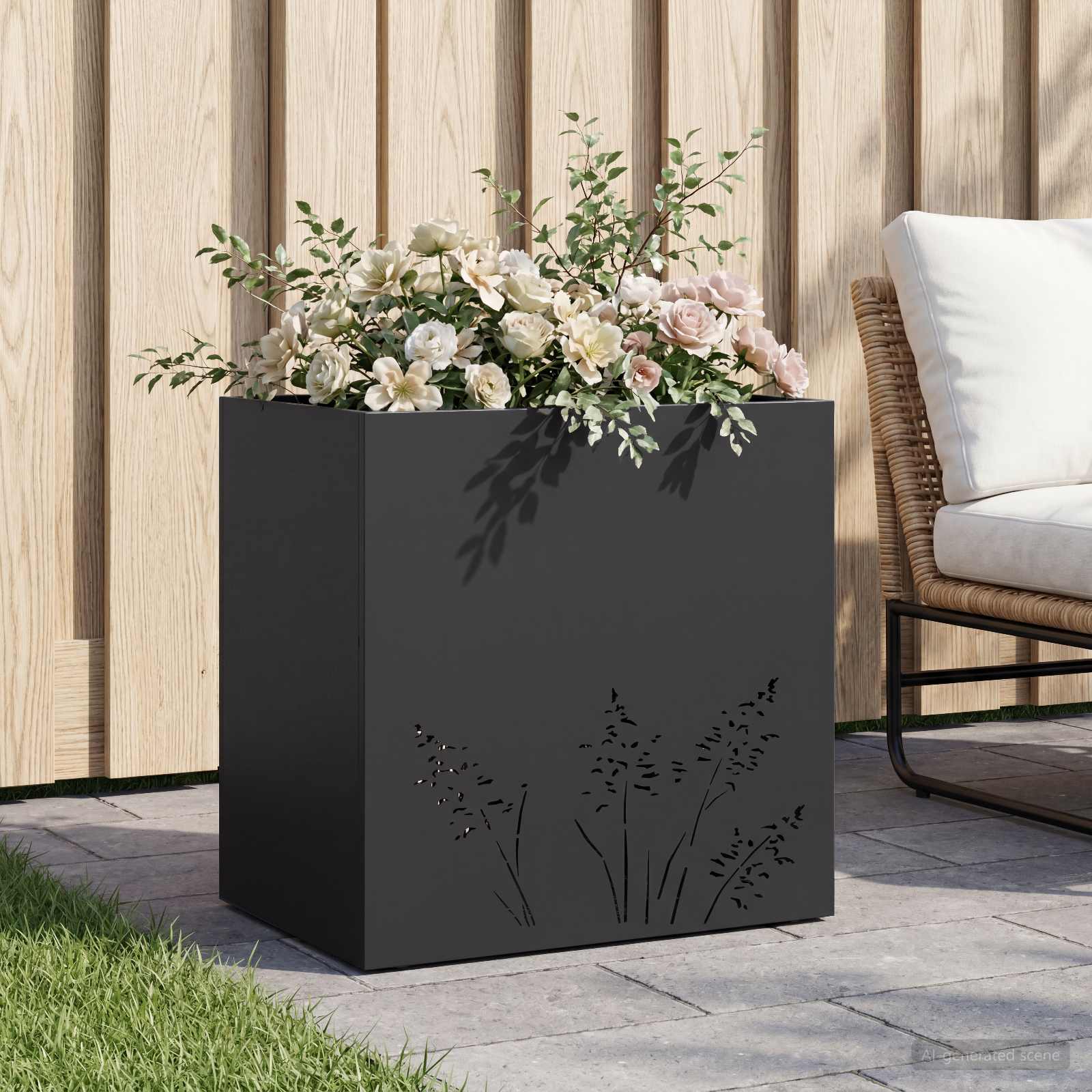 Plantenbak Zwart 50 x 30 x 49 cm Koudgewalst staal image 1