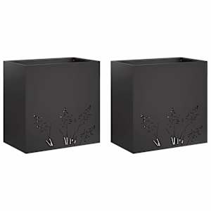 vidaXL Aia istutuspot 2 tk Must 50 x 30 x 49 cm K&uuml;lmvalmistatud teras