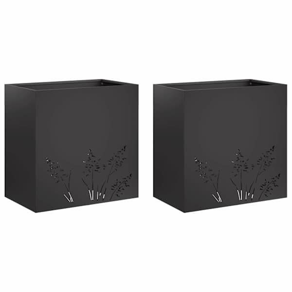 vidaXL Aia istutuspot 2 tk Must 50 x 30 x 49 cm K&uuml;lmvalmistatud teras