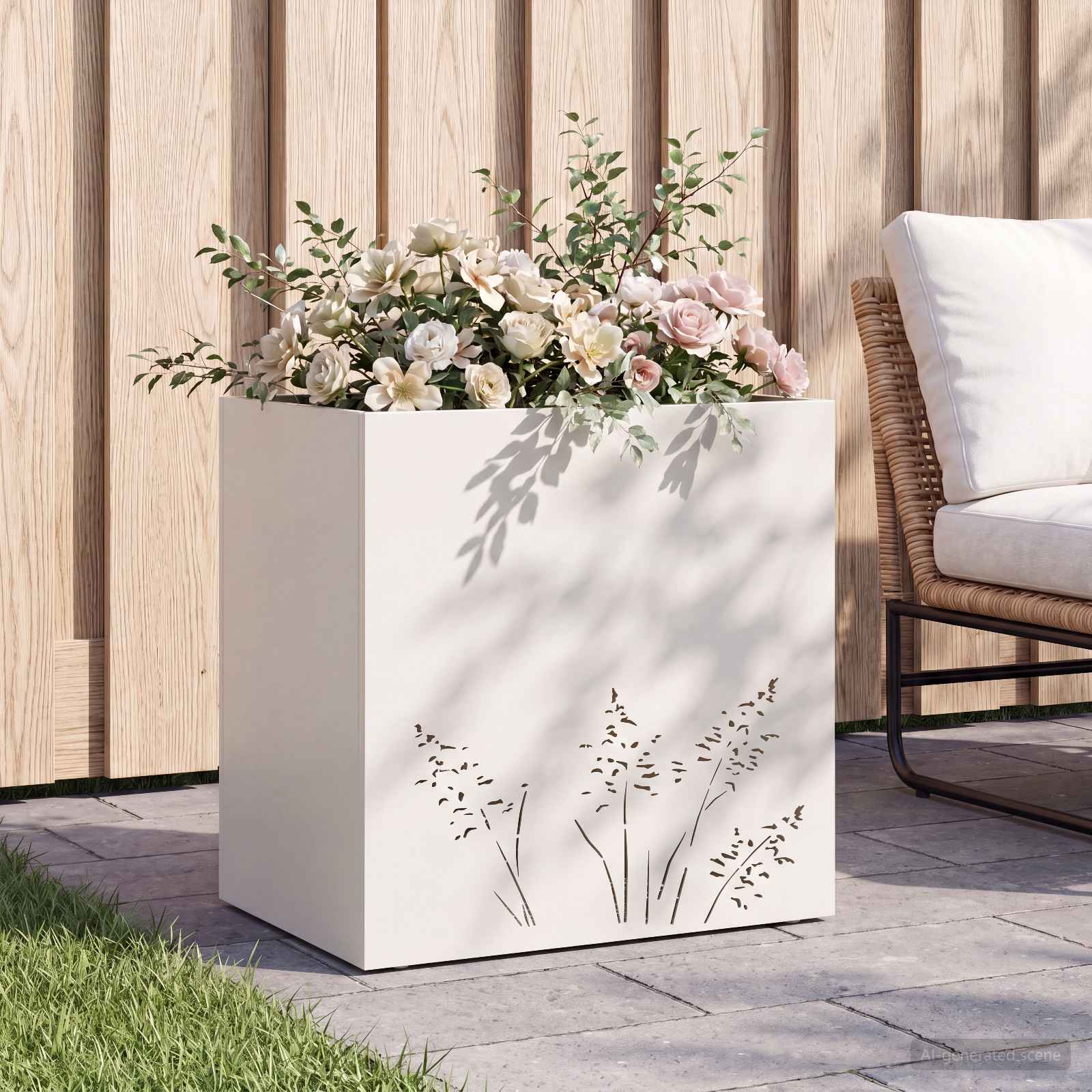 Plantenbak Wit 50 x 30 x 49 cm Koudgewalst staal image 1