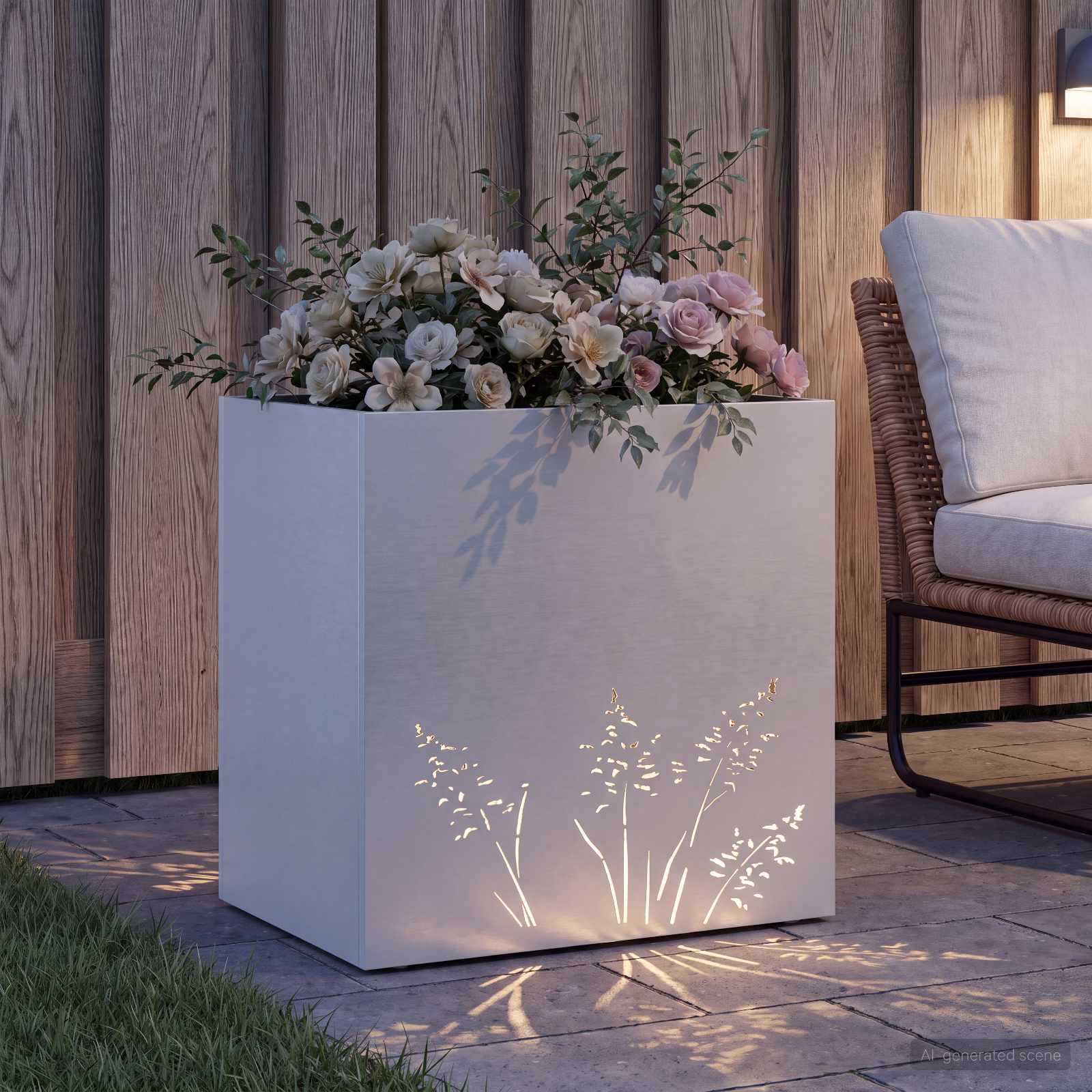 Plantenbak Wit 50 x 30 x 49 cm Koudgewalst staal image 3