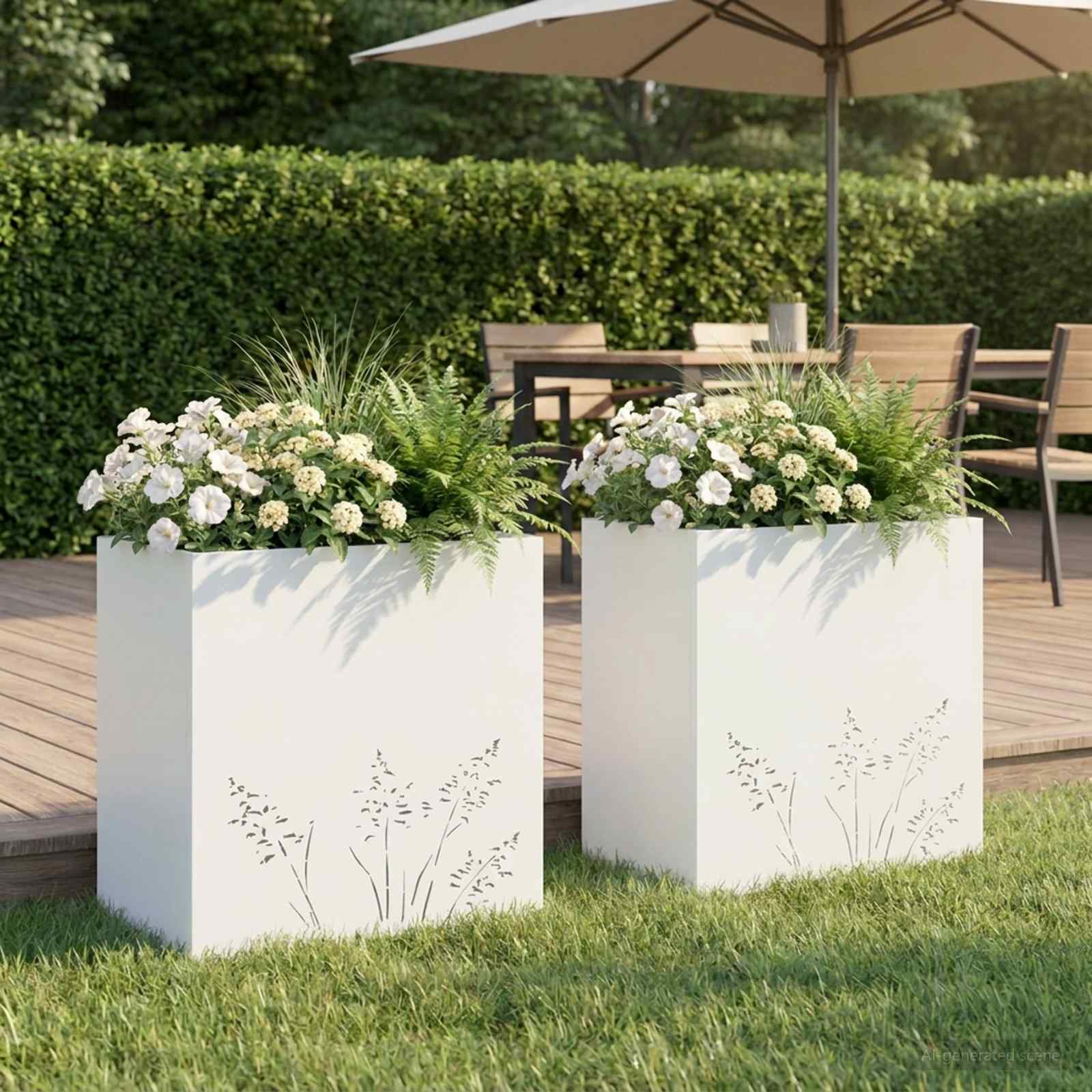 Plantenbak 2 st Wit 50 x 30 x 49 cm Koudgewalst staal image 1