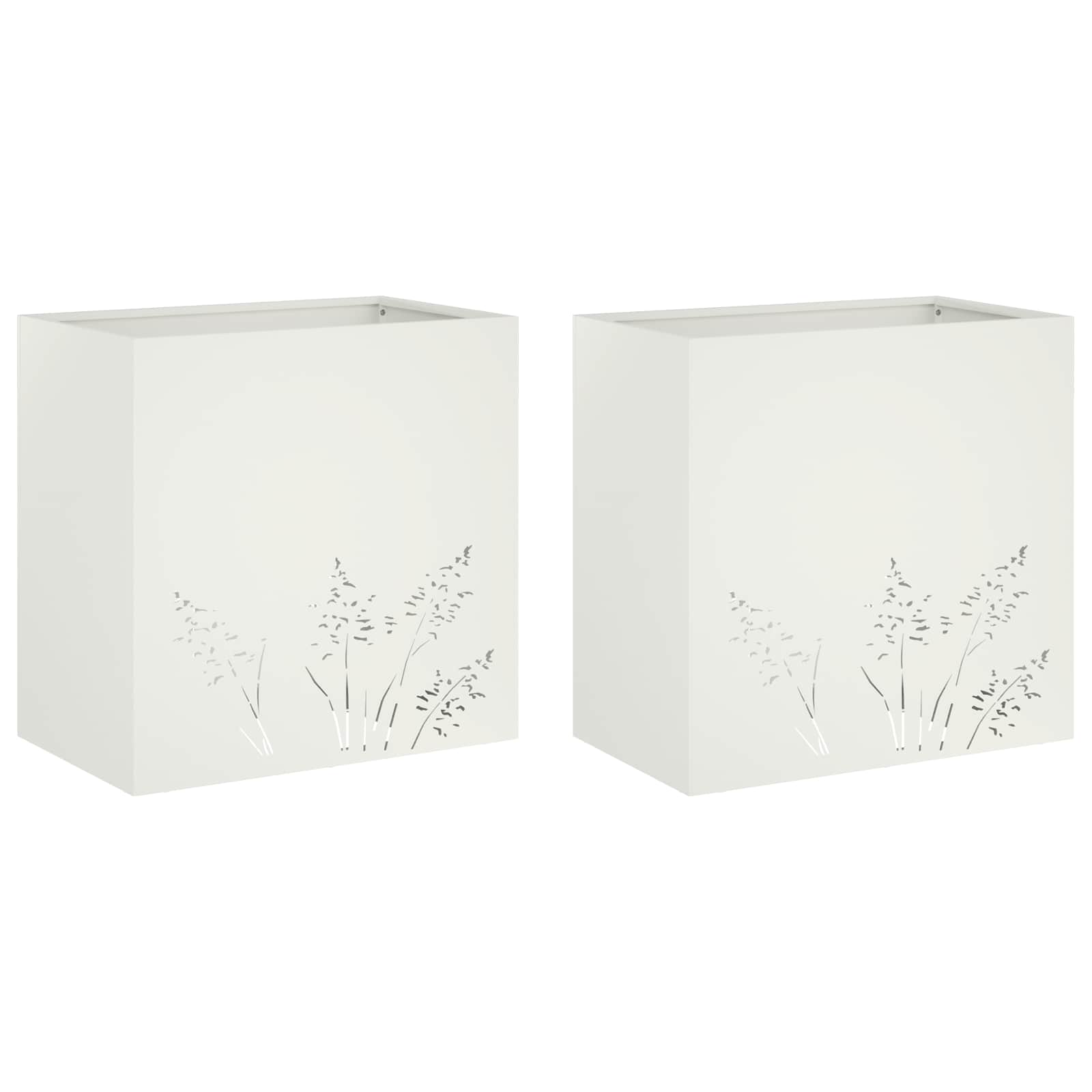 Plantenbak 2 st Wit 50 x 30 x 49 cm Koudgewalst staal image 2