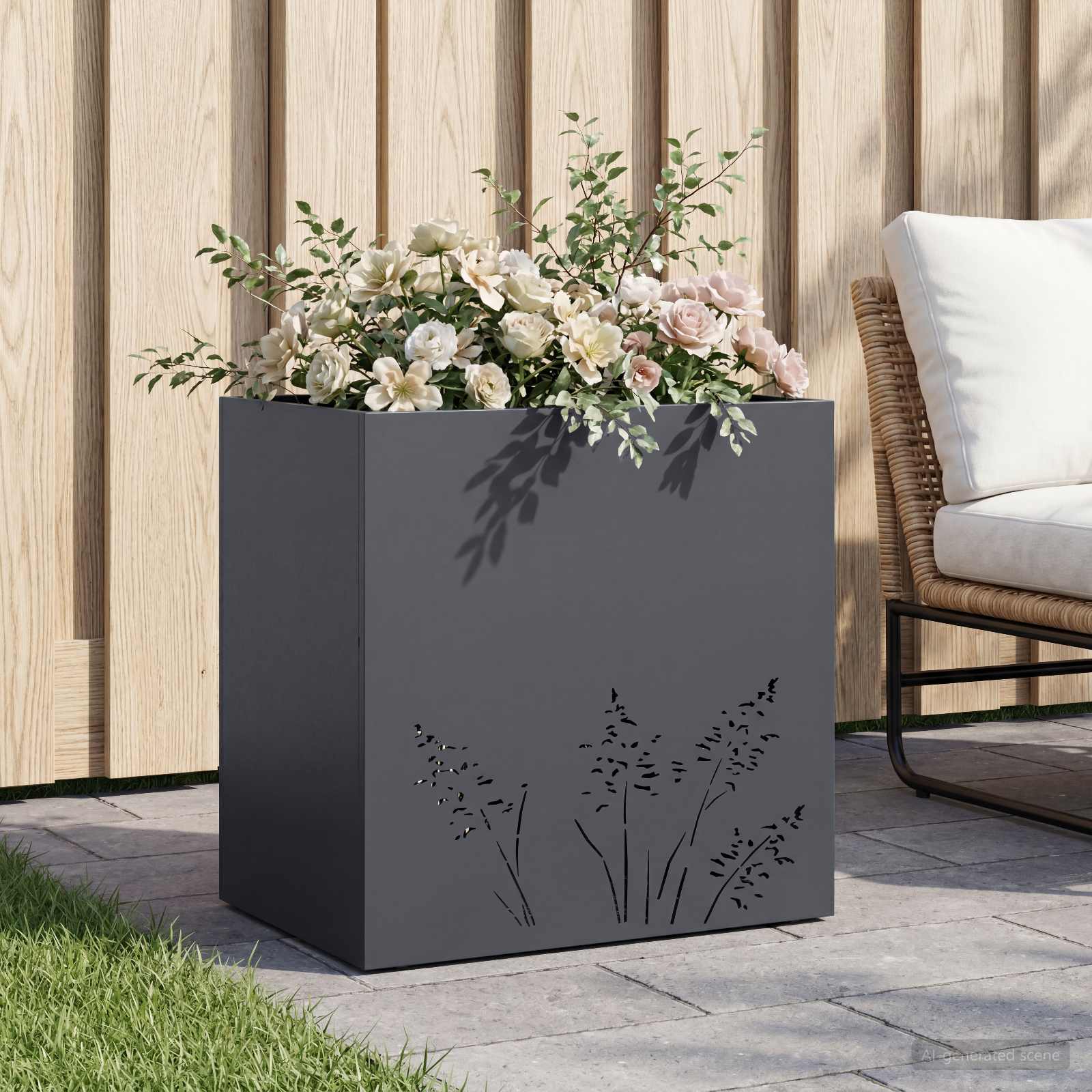 Plantenbak Antraciet 50 x 30 x 49 cm Koudgewalst staal image 1