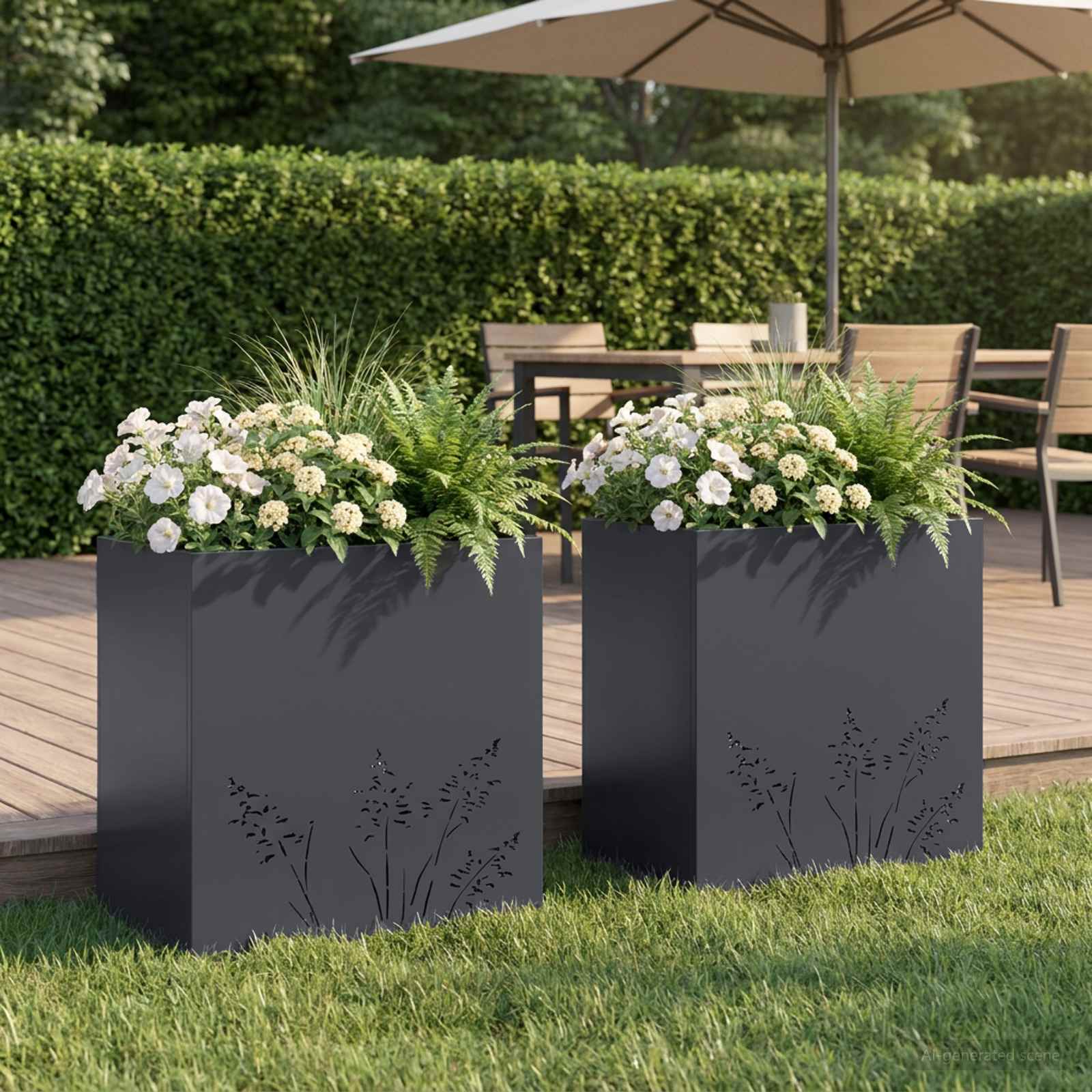 Plantenbak 2 st Antraciet 50 x 30 x 49 cm Koudgewalst staal image 1