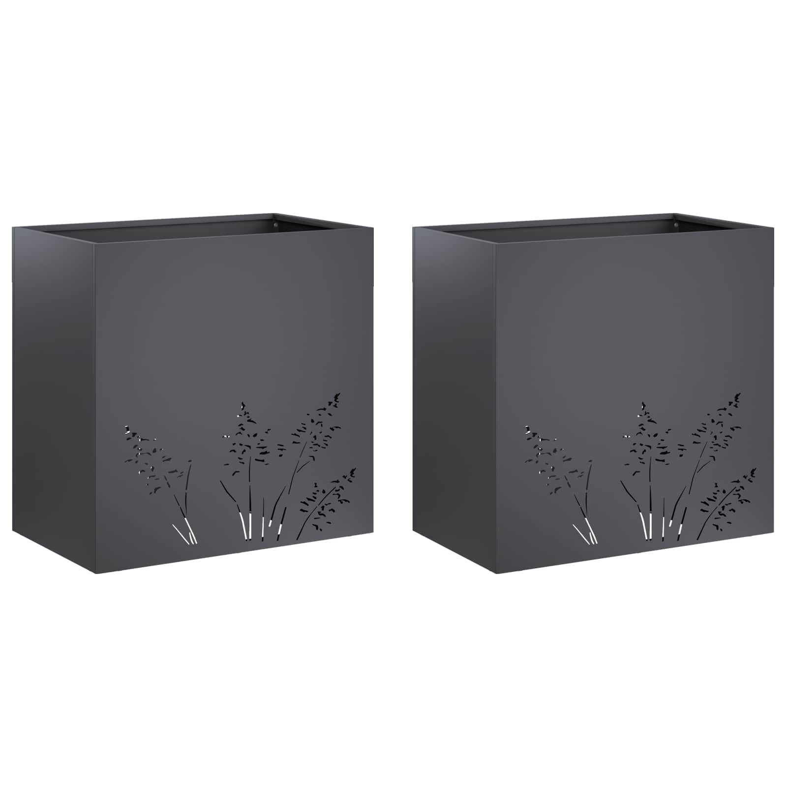Plantenbak 2 st Antraciet 50 x 30 x 49 cm Koudgewalst staal image 2