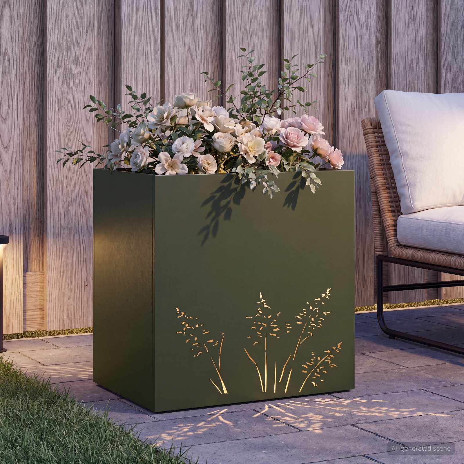 Plantenbak Olijfgroen 50 x 30 x 49 cm Koudgewalst staal image 3
