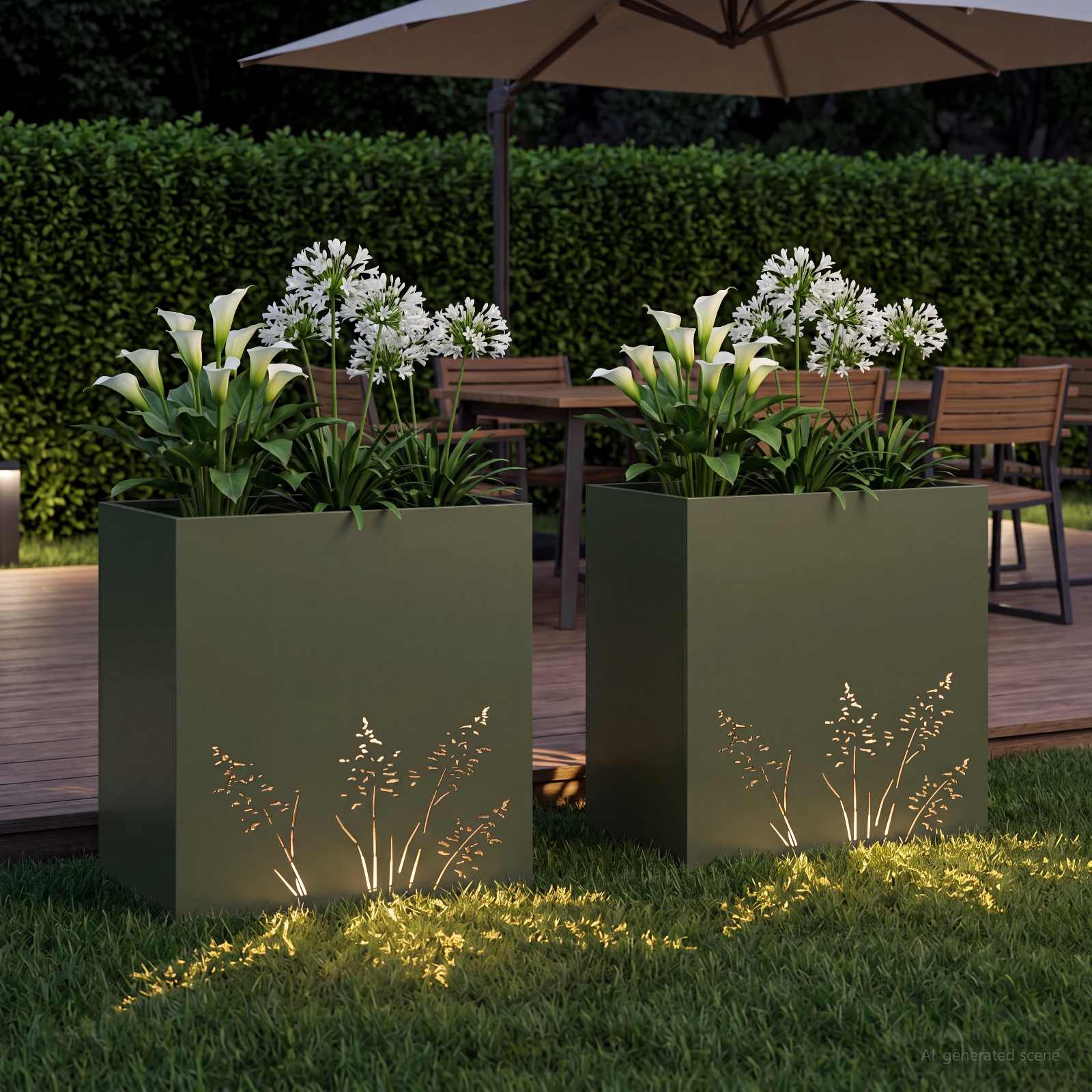Plantenbak 2 st Olijfgroen 50 x 30 x 49 cm Koudgewalst staal image 3