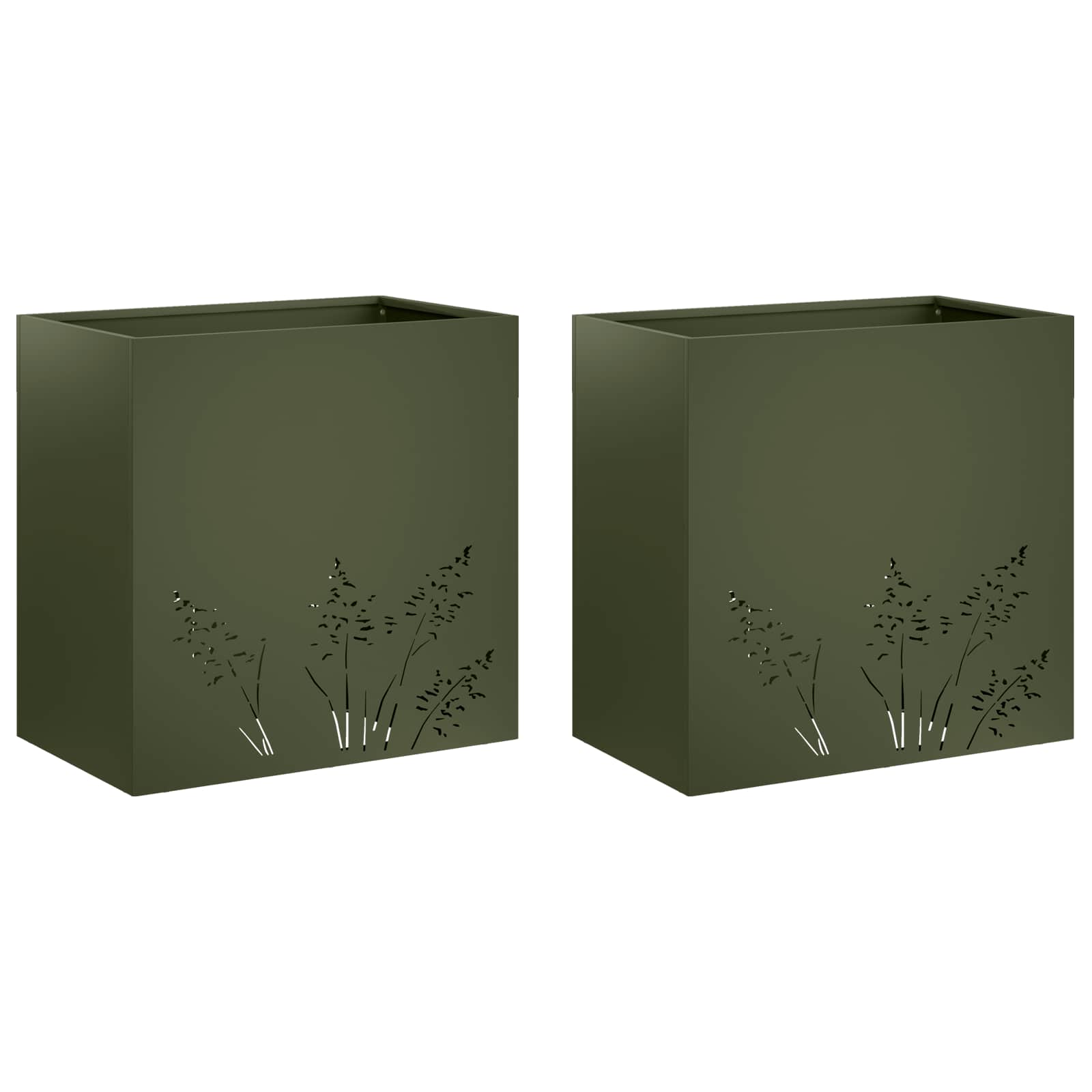 Plantenbak 2 st Olijfgroen 50 x 30 x 49 cm Koudgewalst staal image 2