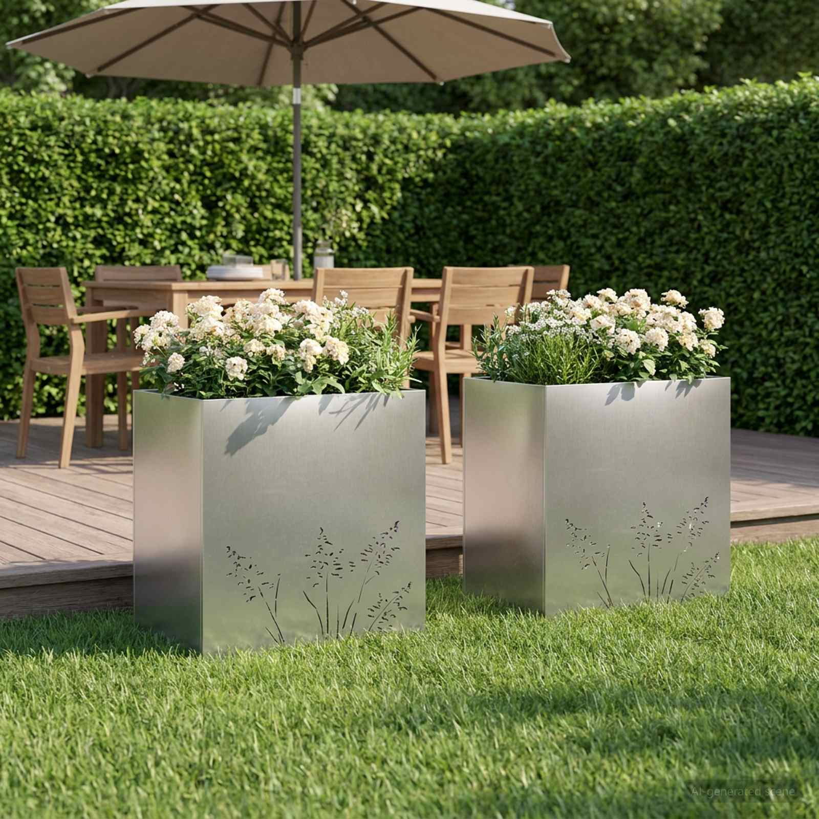 Plantenbak 2 st zilver 50 x 30 x 49 cm Roestvrij staal image 1