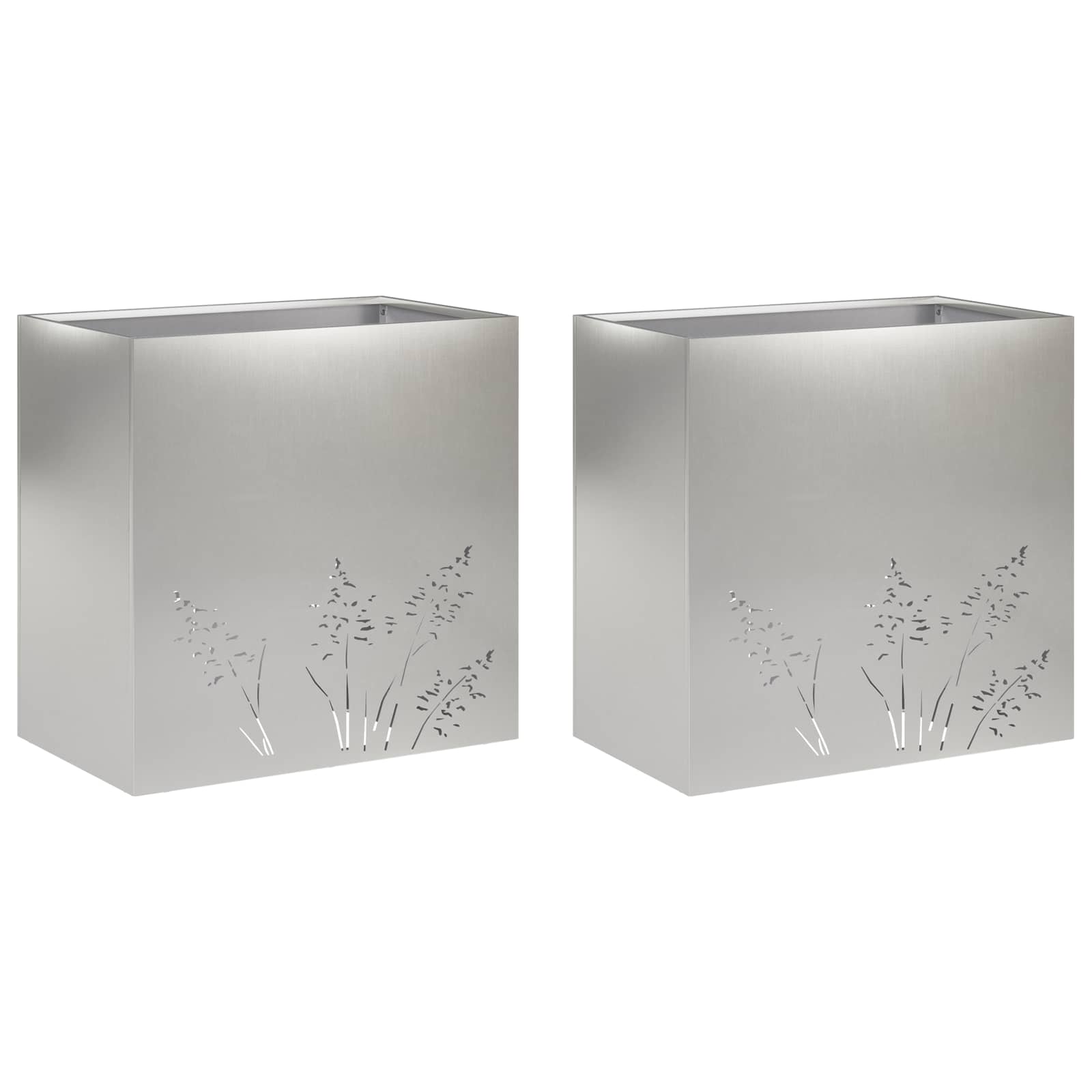 Plantenbak 2 st zilver 50 x 30 x 49 cm Roestvrij staal image 2