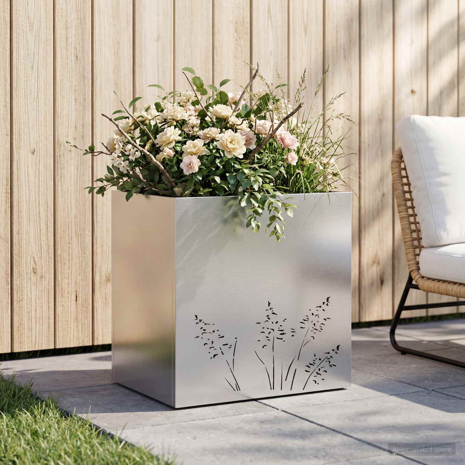 Plantenbak zilver 50 x 30 x 49 cm Gegalvaniseerd staal image 1