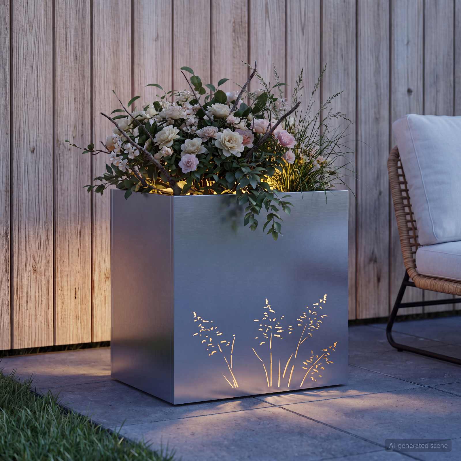 Plantenbak zilver 50 x 30 x 49 cm Gegalvaniseerd staal image 3