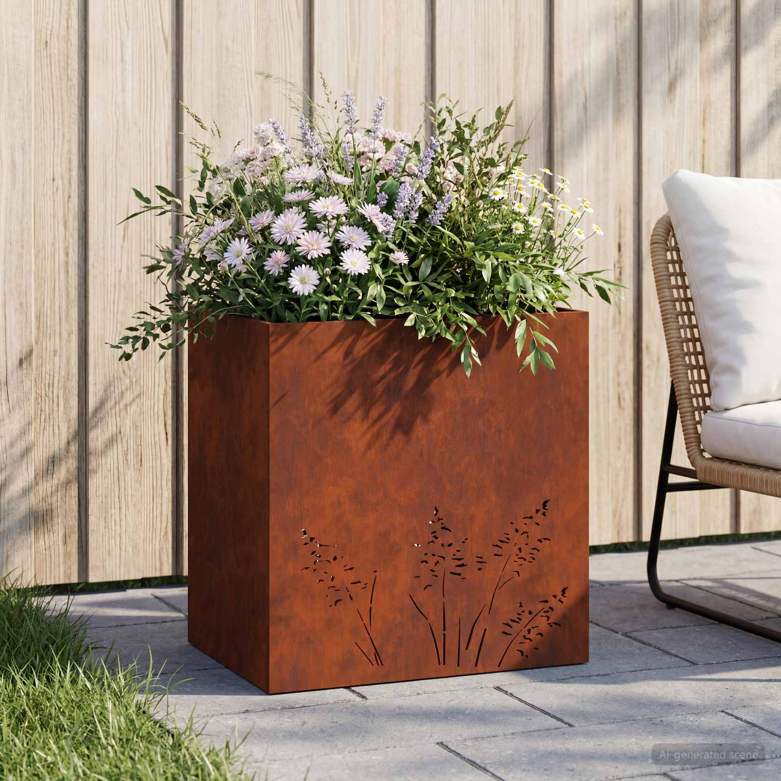 Plantenbak Roestkleurig 50 x 30 x 49 cm weervast staal image 1
