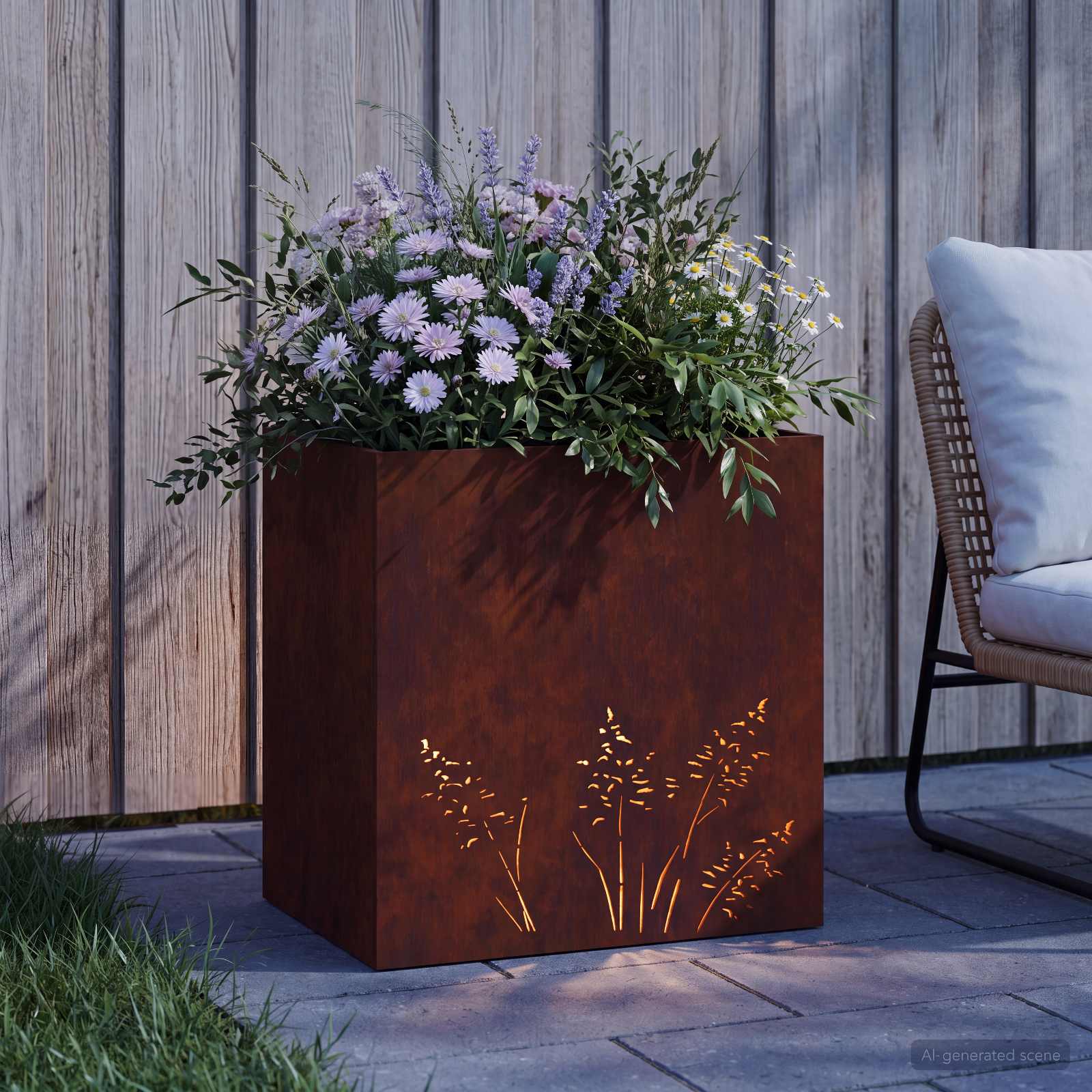 Plantenbak Roestkleurig 50 x 30 x 49 cm weervast staal image 3