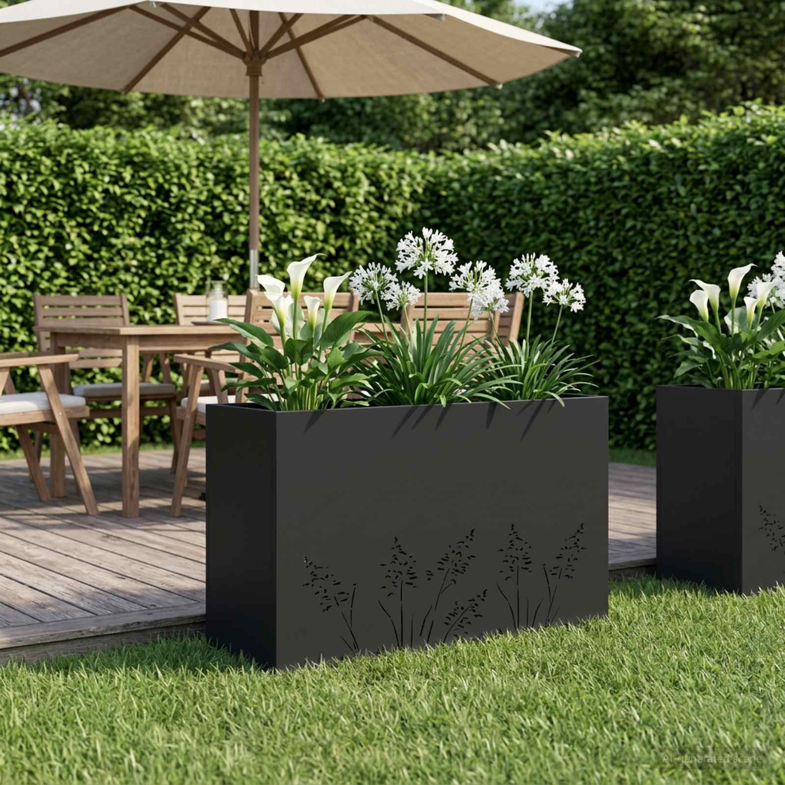 Plantenbak Zwart 80 x 20 x 49 cm Koudgewalst staal image 1