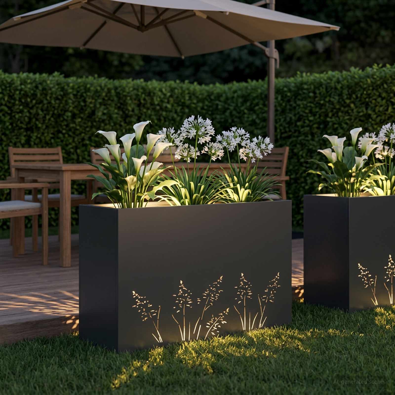 Plantenbak Zwart 80 x 20 x 49 cm Koudgewalst staal image 3