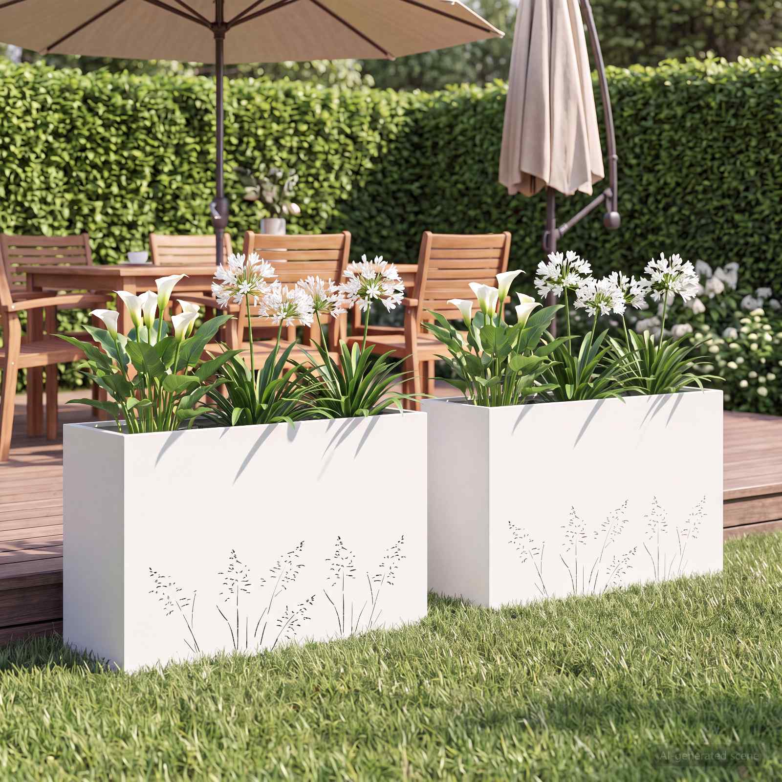 Plantenbak 2 st Wit 80 x 20 x 49 cm Koudgewalst staal image 1