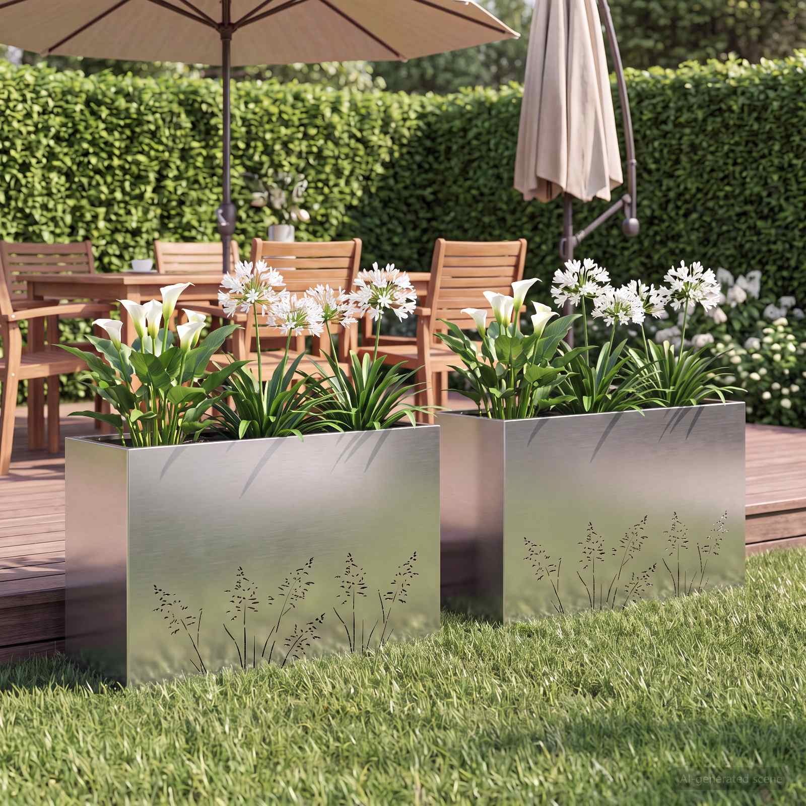 Plantenbak 2 st zilver 80 x 20 x 49 cm Roestvrij staal image 1