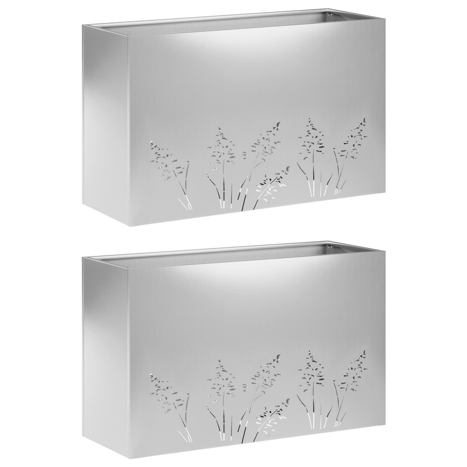 Plantenbak 2 st zilver 80 x 20 x 49 cm Gegalvaniseerd staal image 2