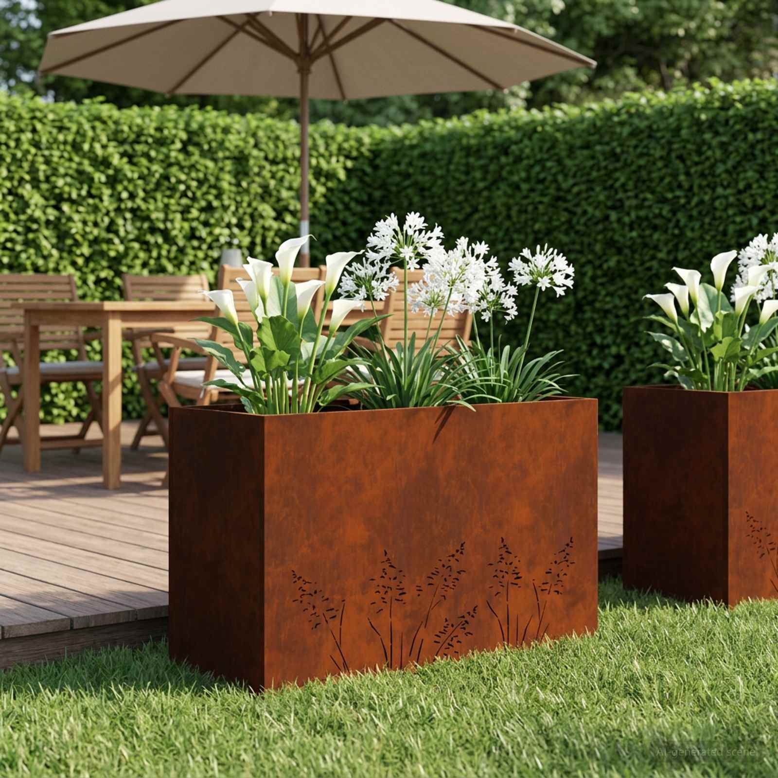 Plantenbak Roestkleurig 80 x 20 x 49 cm weervast staal image 1