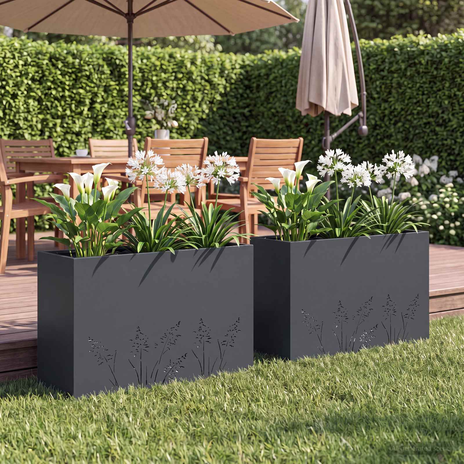 Plantenbak 2 st Antraciet 80 x 30 x 49 cm Koudgewalst staal image 1