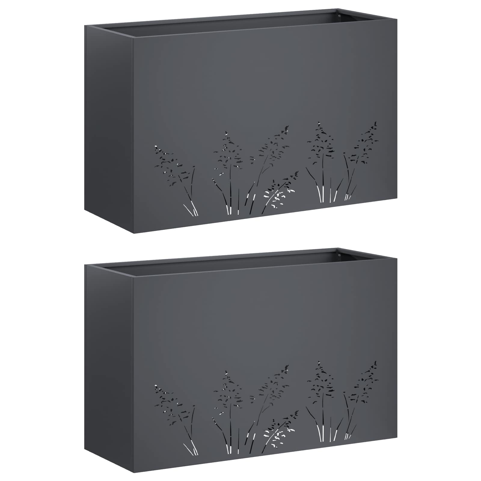 Plantenbak 2 st Antraciet 80 x 30 x 49 cm Koudgewalst staal image 2
