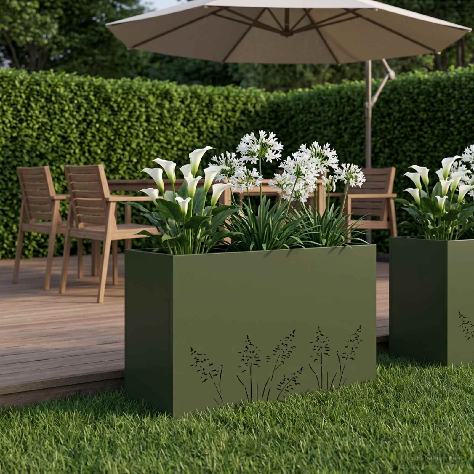 Plantenbak Olijfgroen 80 x 30 x 49 cm Koudgewalst staal image 1