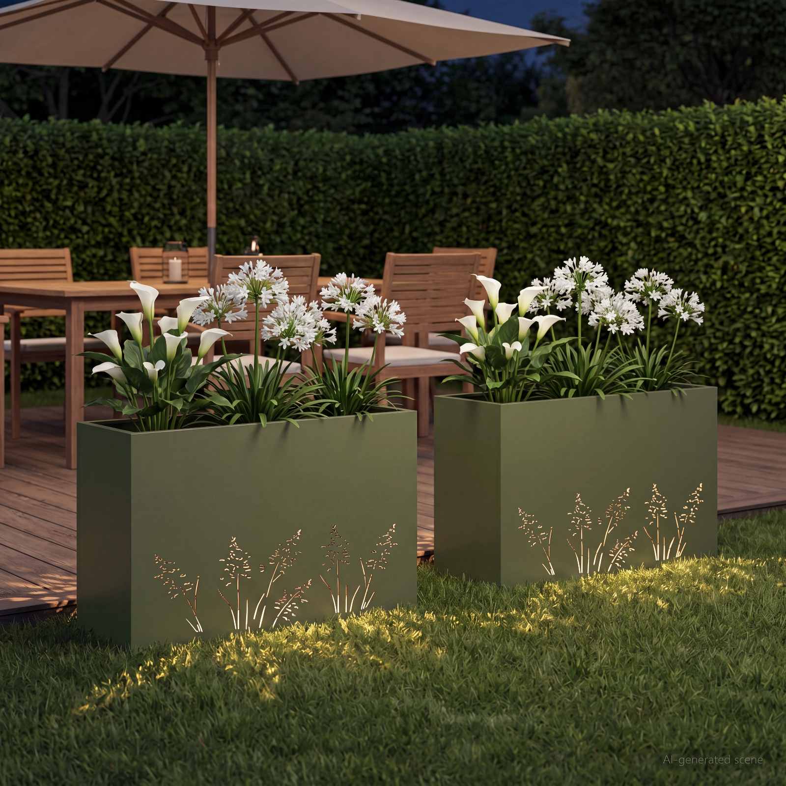 Plantenbak 2 st Olijfgroen 80 x 30 x 49 cm Koudgewalst staal image 3