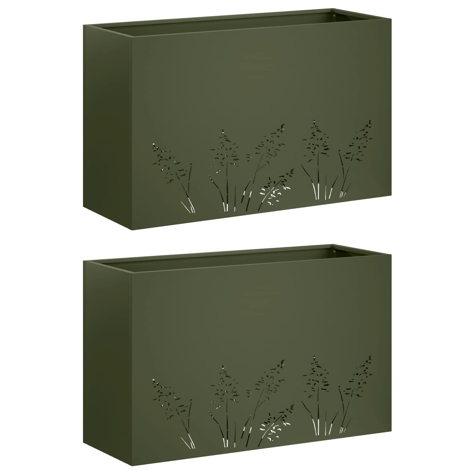 Plantenbak 2 st Olijfgroen 80 x 30 x 49 cm Koudgewalst staal image 2