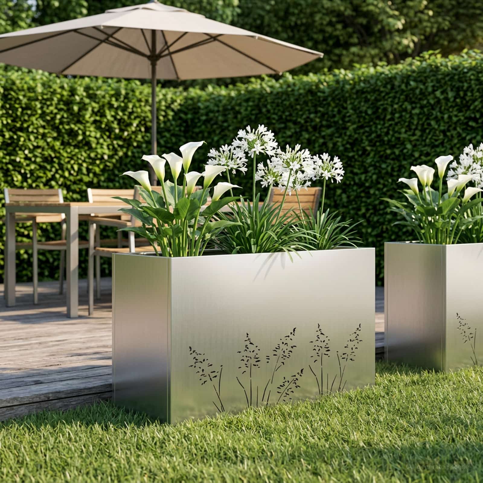 Plantenbak zilver 80 x 30 x 49 cm Roestvrij staal image 1